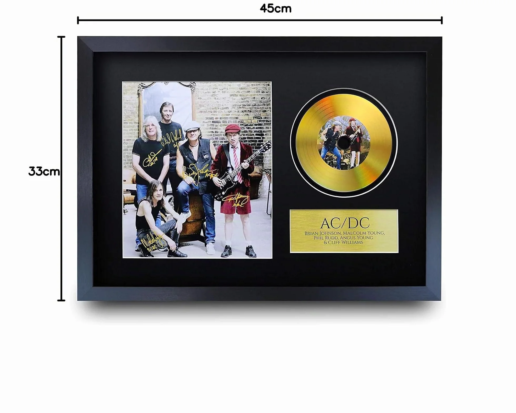 A3 Encadré Autographe Photo Malcolm Angus Young Brian Johnson Cadeaux Imprimé Signé pour les fans de musique
