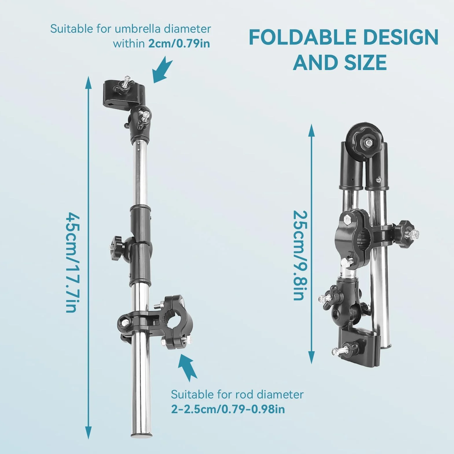 Agatige Parapluie Poussette avec Clip 360° pour Fauteuil Roulant, Vélo, Chaise