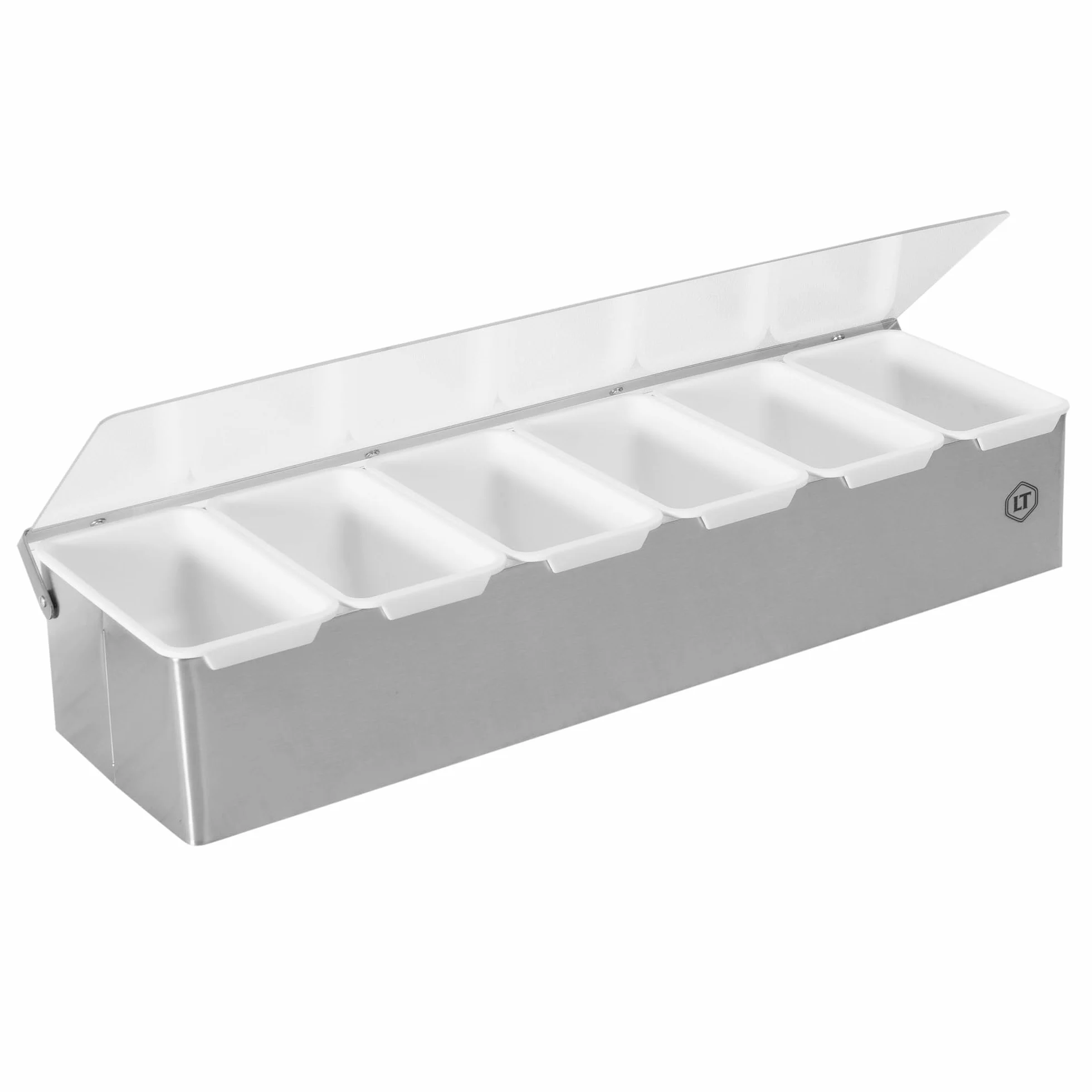 LOUIS TELLIER Boîte à épices 6 compartiments INOX Présentoir Distributeur pratique pour épices ingrédients garnitures Qualité professionnelle