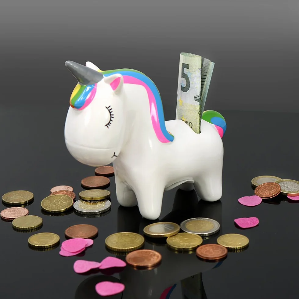 Tirelire en céramique Licorne Magique com-four® 2 pièces avec Fermeture en Caoutchouc