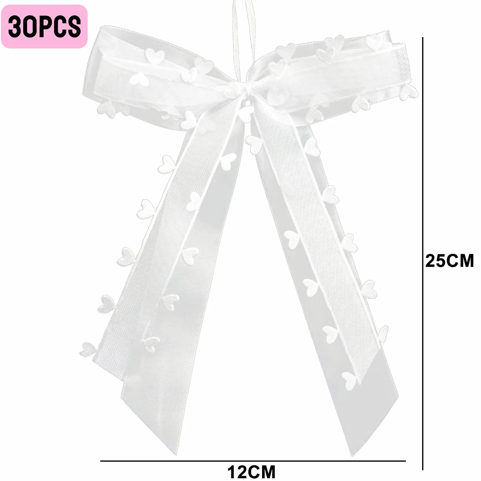 Noeud Blanc Satin Decoration Voiture Mariage 30PCS