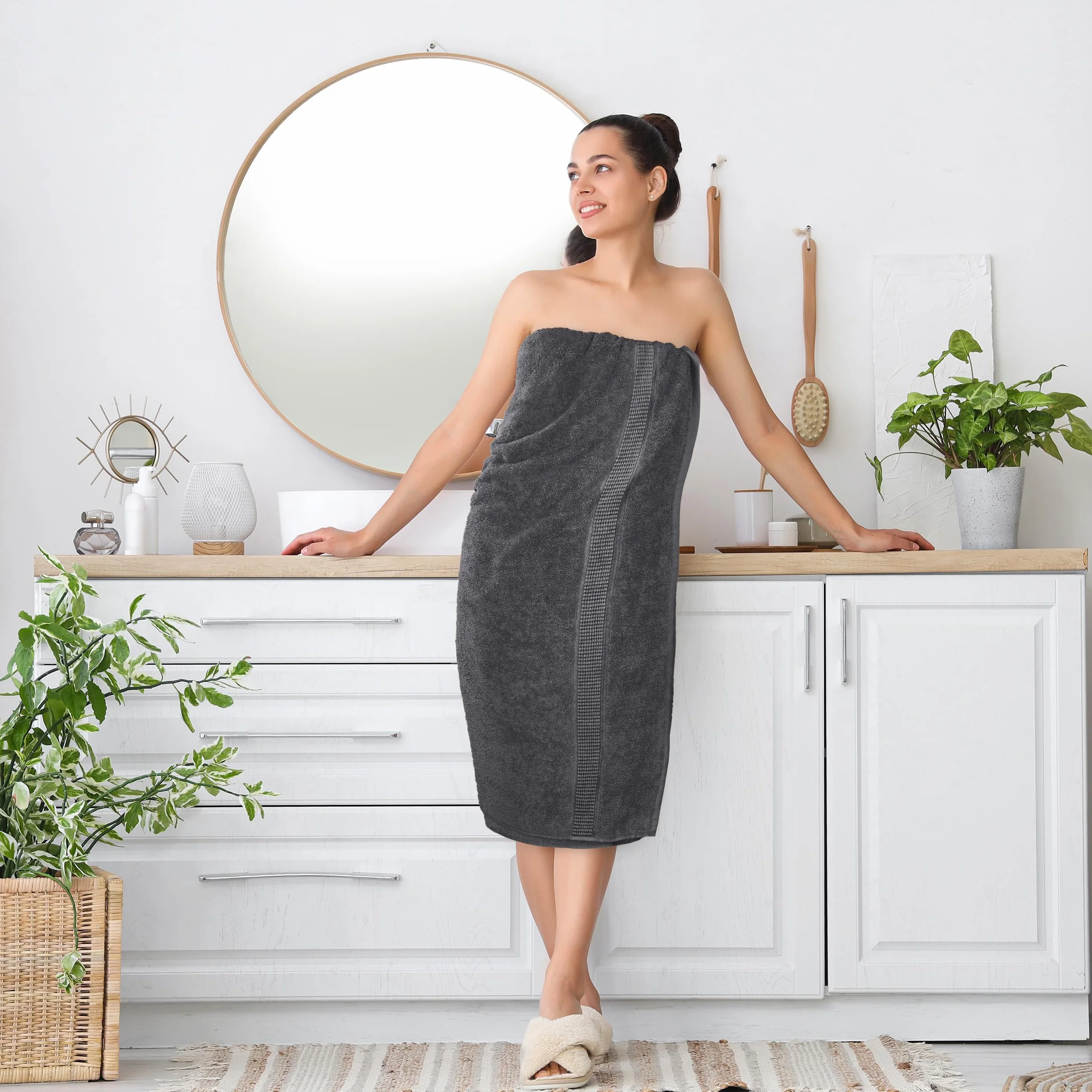 Utopia Towels Drap de Bain géant 2 pièces 100% Coton filé à Anneaux 90 x 180 cm Gris