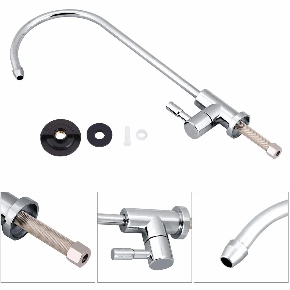 Robinet de Filtre à Eau Inox 1/4", 360° Pivotant pour Osmose Inverse Sous Évier