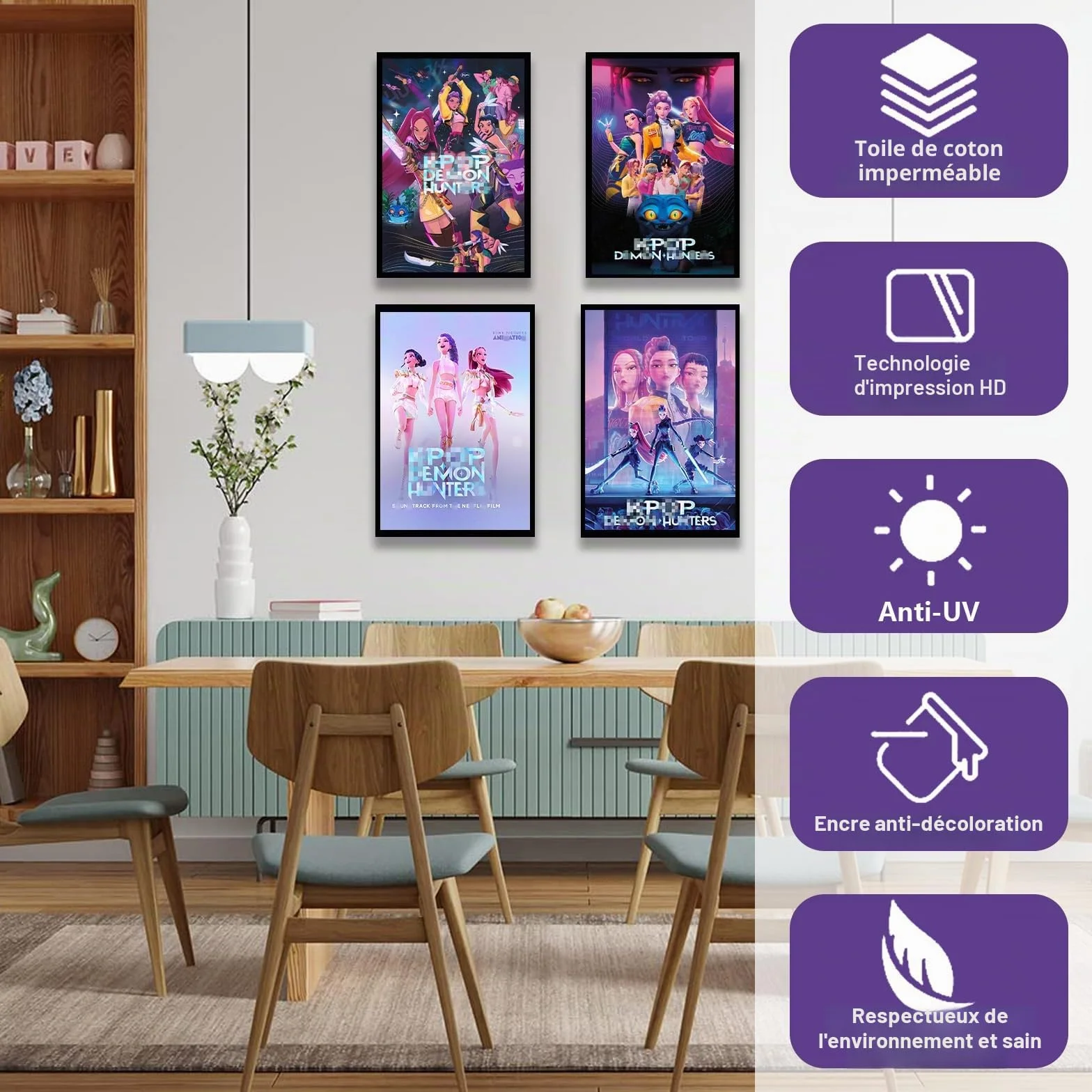 MODEQQ 4 Pièces Affiche Decoration Murale Huntrs Photo Toile Poster Tableaux 21X30 cm