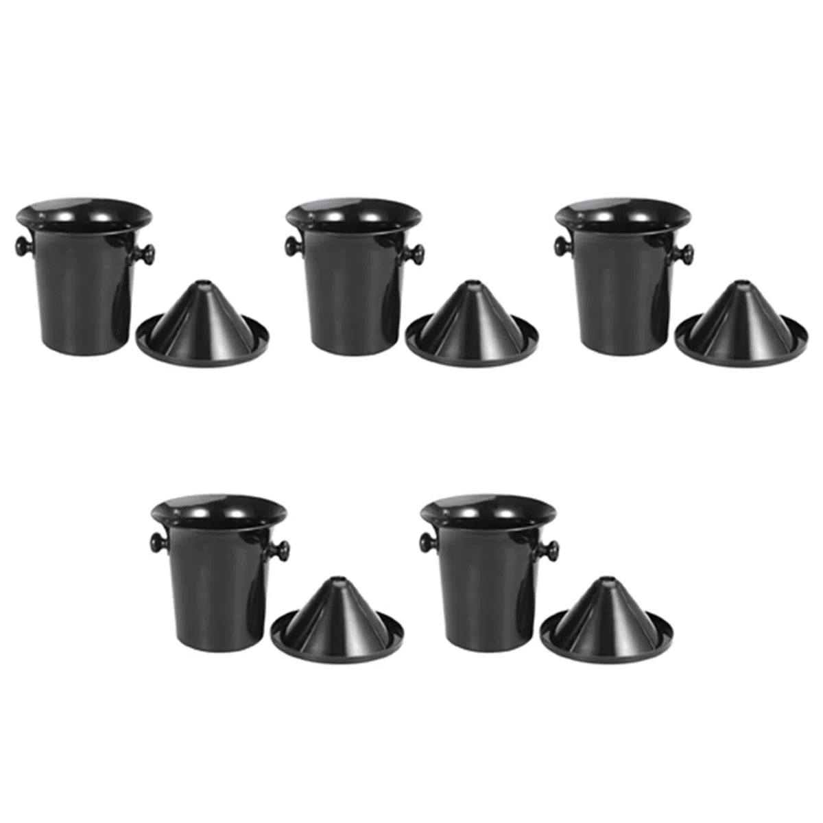 VENOAL 5X Crachoir à Vin en Plastique Noir - Taille Standard avec Seau à Champagne en Entonnoir Noir