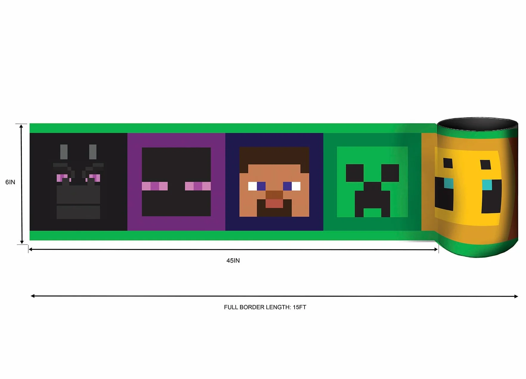 RoomMates Minecraft Iconic Faces Frise de papier peint autocollant
