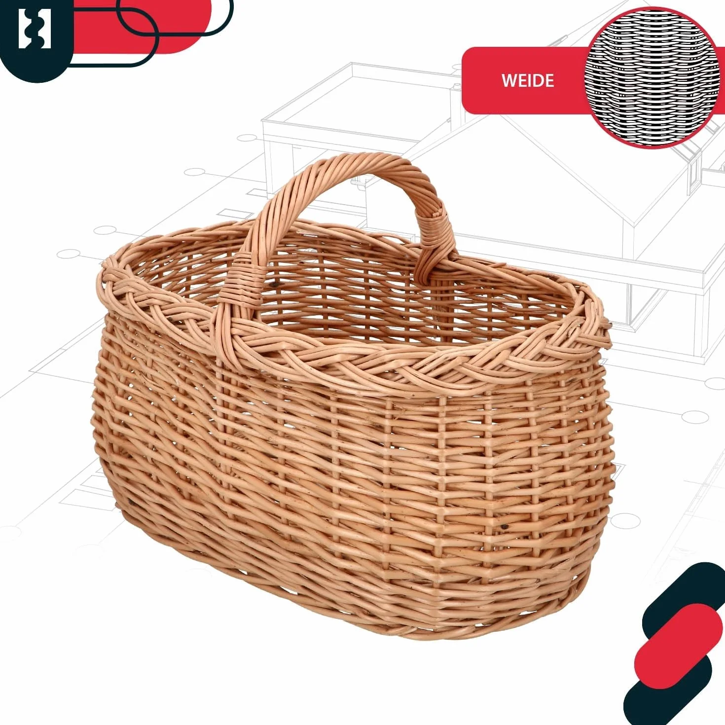 Kotarbau® Panier à anses en osier naturel pour les achats