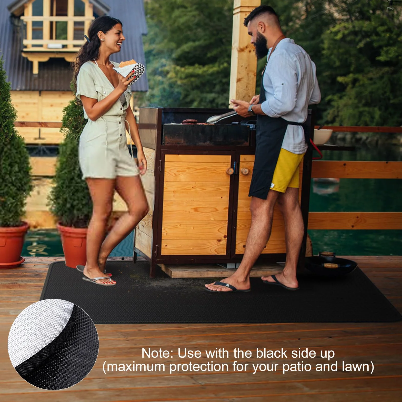 Tapis ignifuge anti-chaleur pliable 100x150 cm protection sol pour barbecue