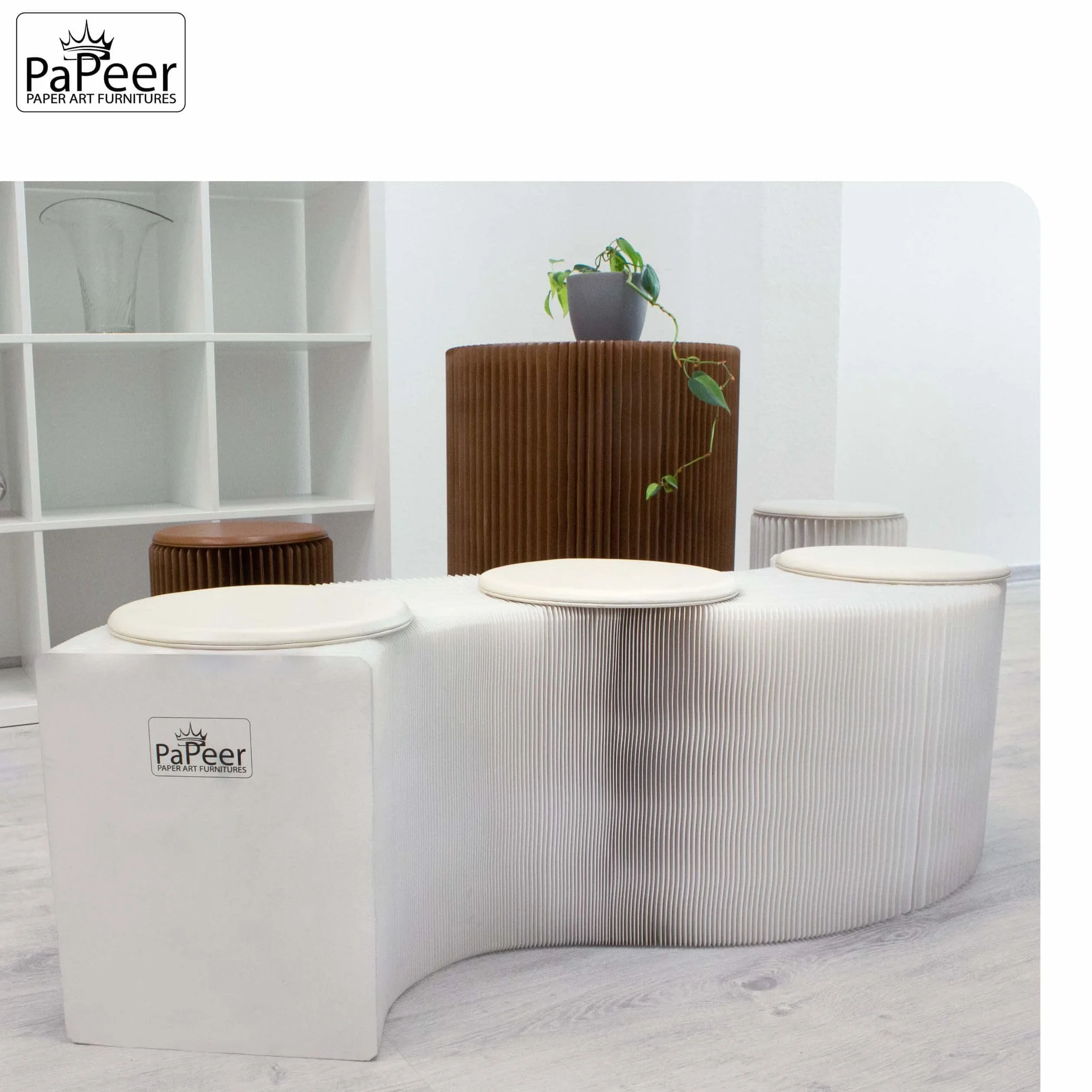 Banc Pliable en Papier Blanc 200cm 30cm