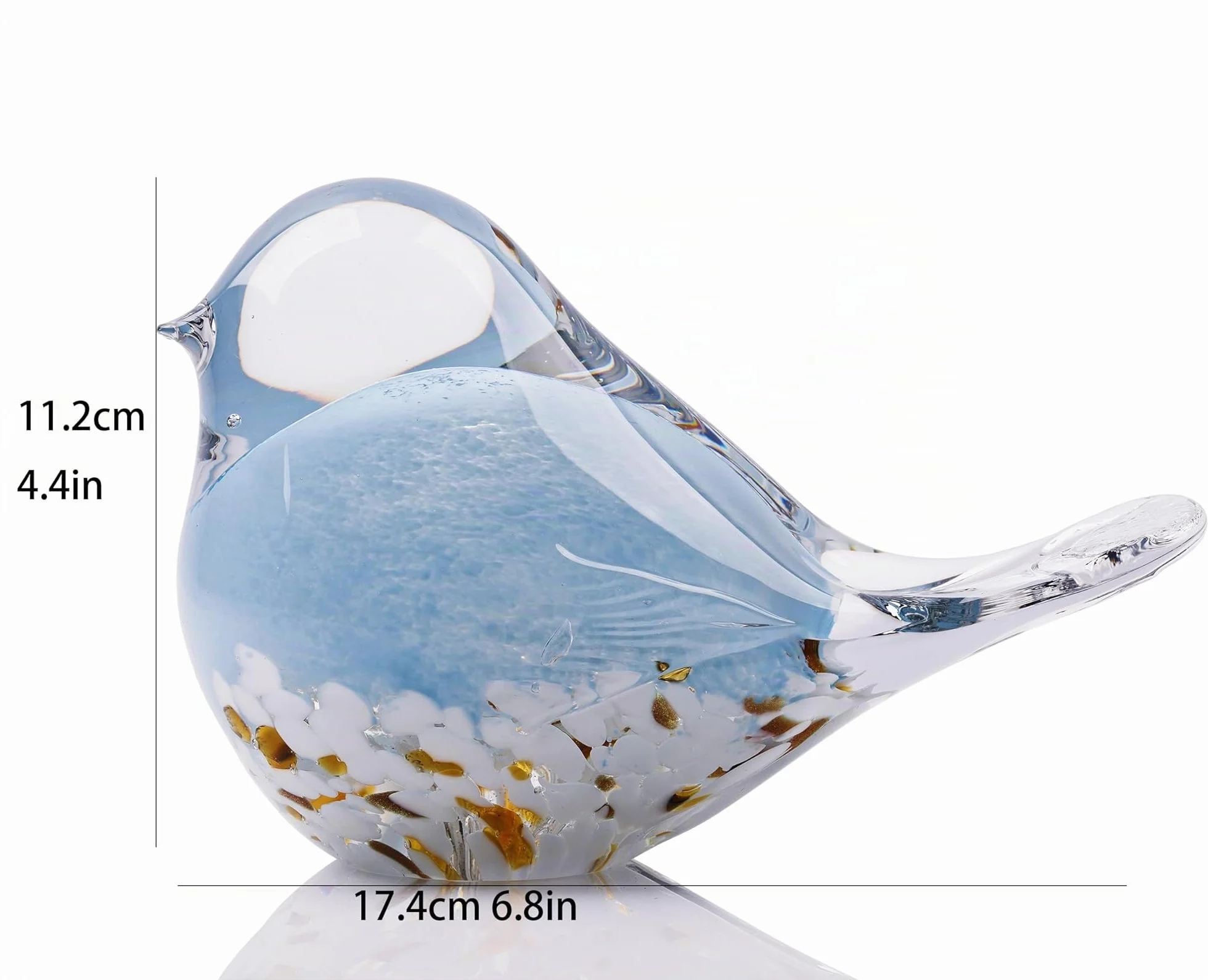 Statue d'oiseau en verre soufflé à la main Presse-papier Décoration d'intérieur (bleu)