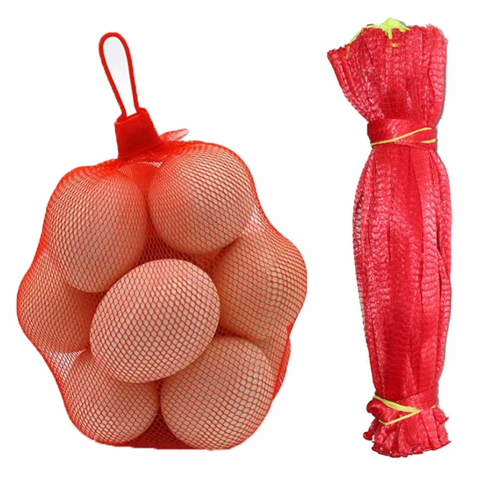 Sac en filet Réutilisable 200 Pièces Maille D'emballage Fruits Légumes Noix Épicerie Protection Plantation Rouge