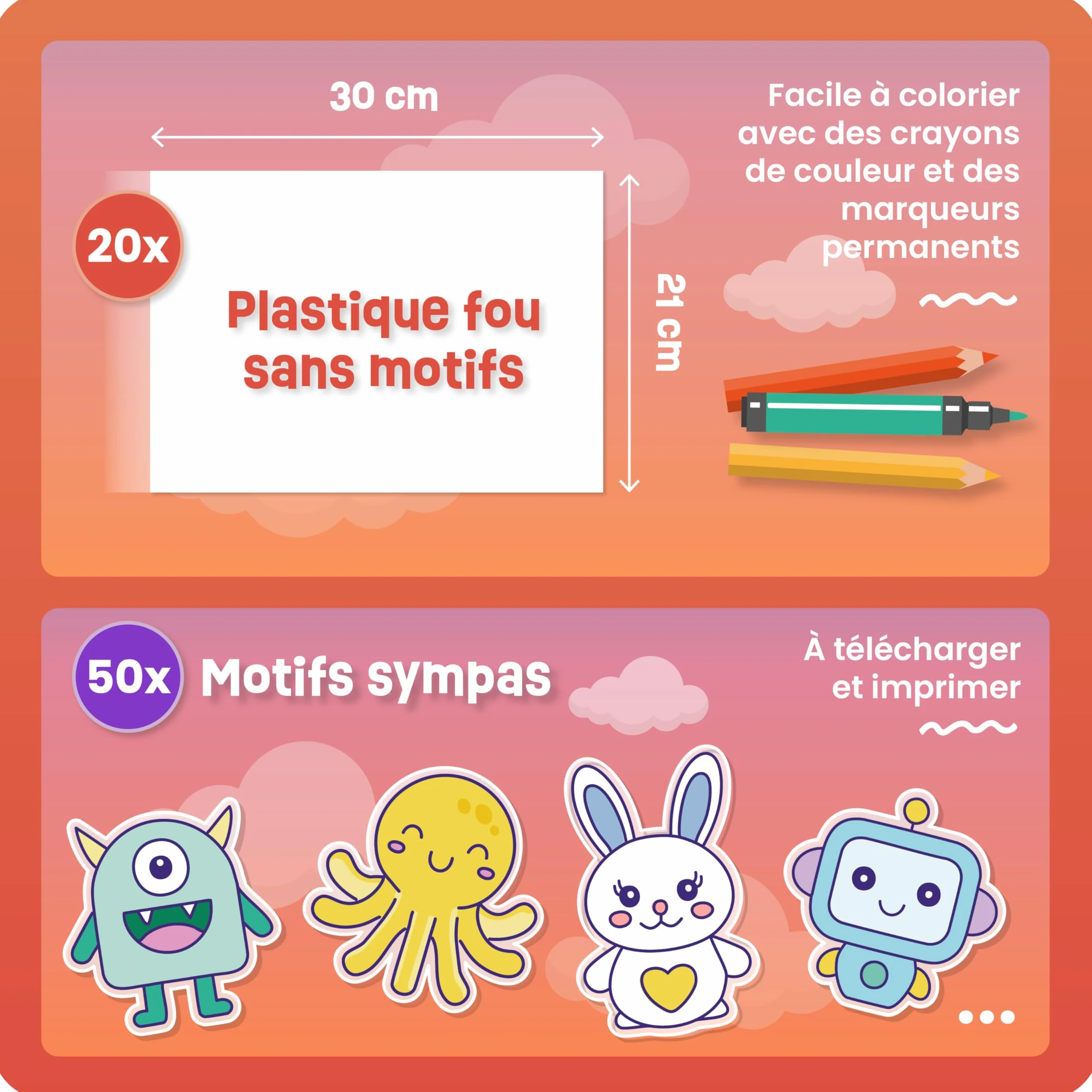 Smowo Lot de 20 films plastique fou magique A4 mat thermorétractable transparent bricolage
