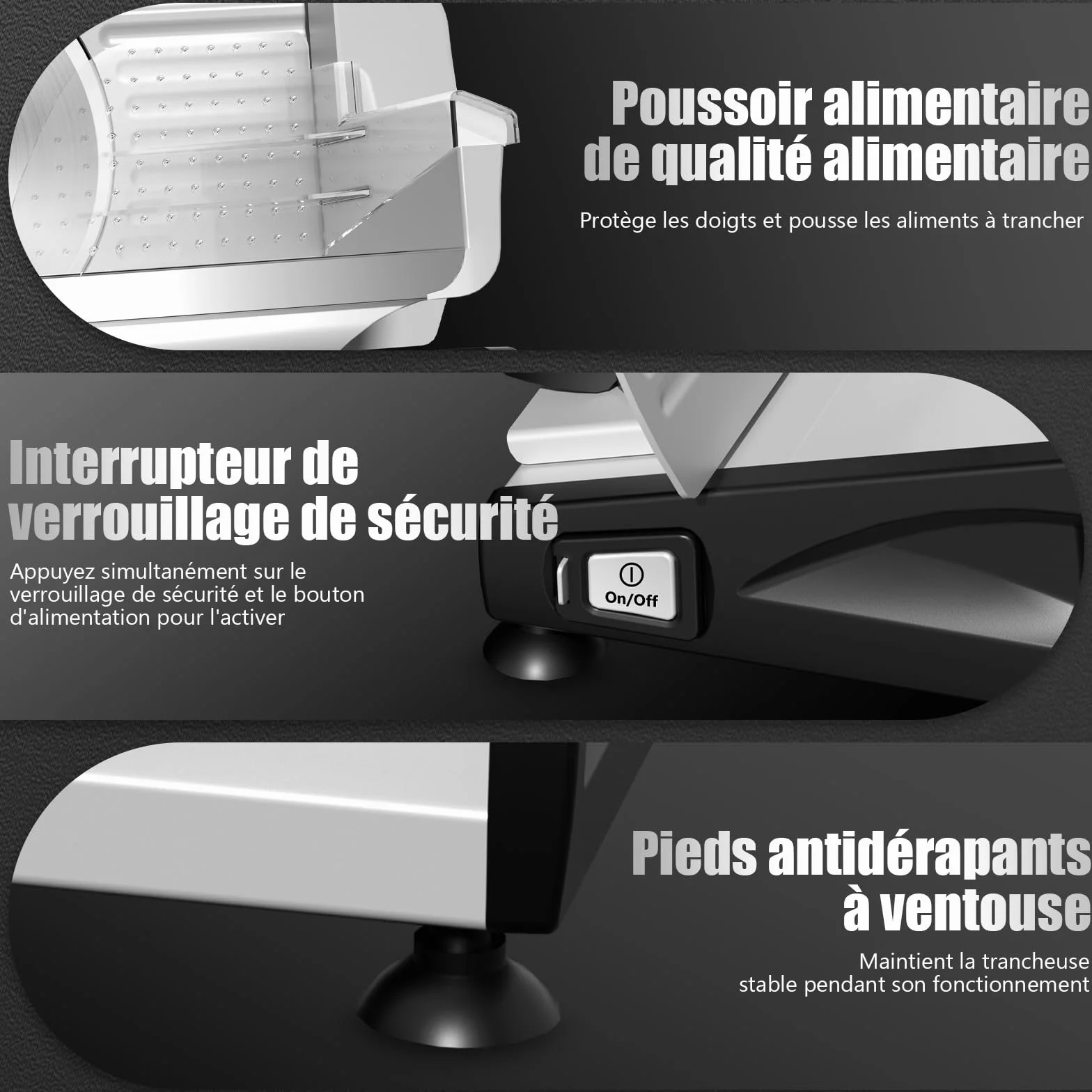 YASHE Trancheuse Électrique 200W Lames Acier Inoxydable 19CM Épaisseur Réglable 0-15mm