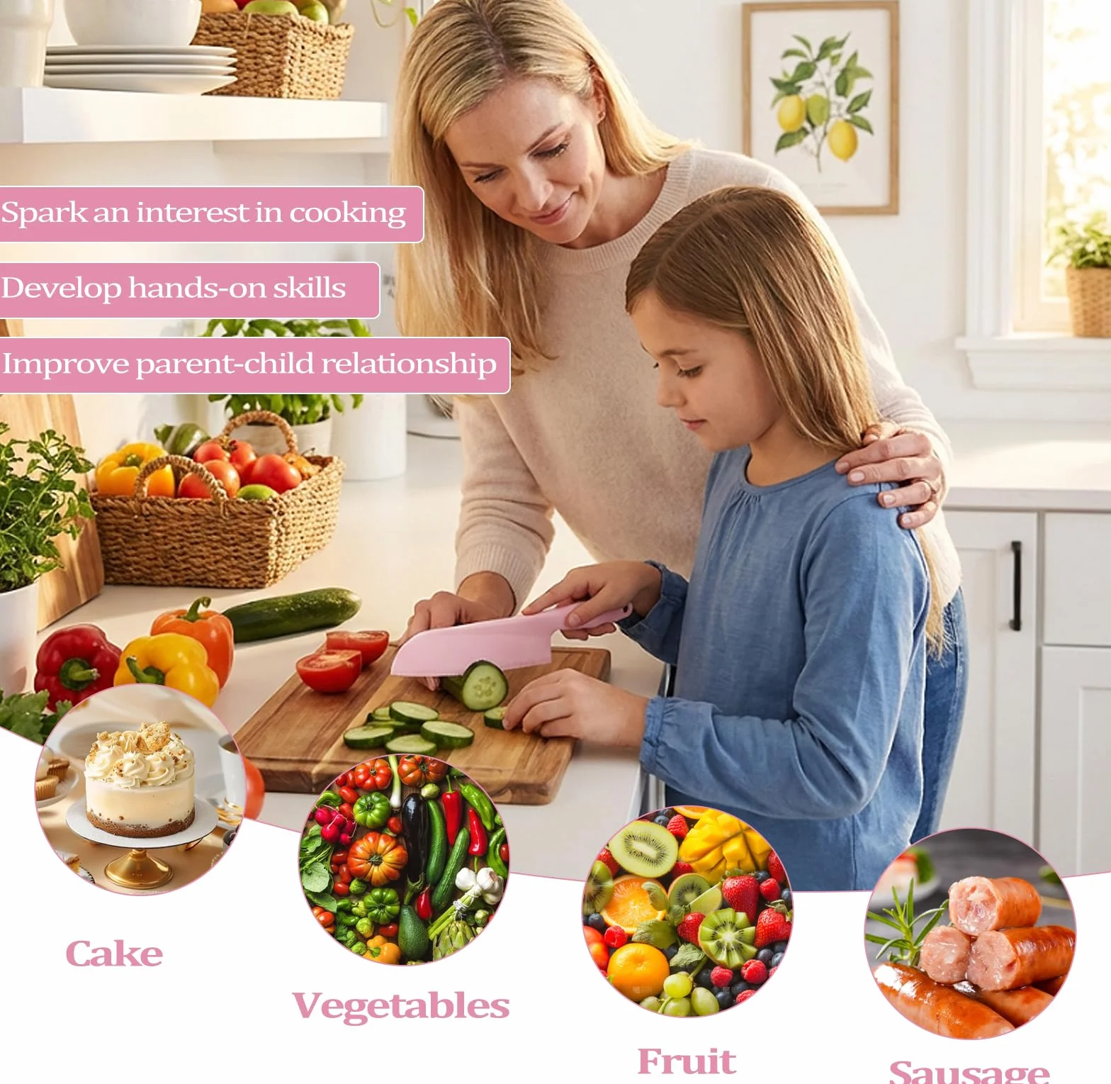 Couteau à Gâteau & Lève Gâteau en Plastique – Sécurisé pour Moules Antiadhésifs, Set 2 Tailles