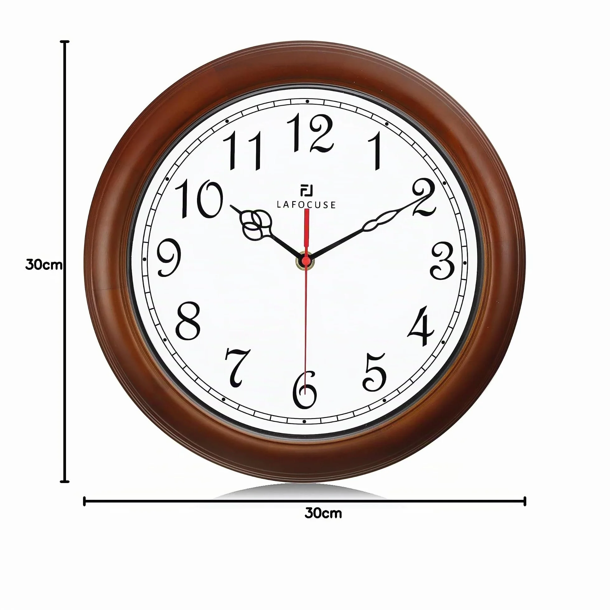 Lafocuse Horloge Murale Bois Massif Vintage 30cm Silencieuse Design Retro