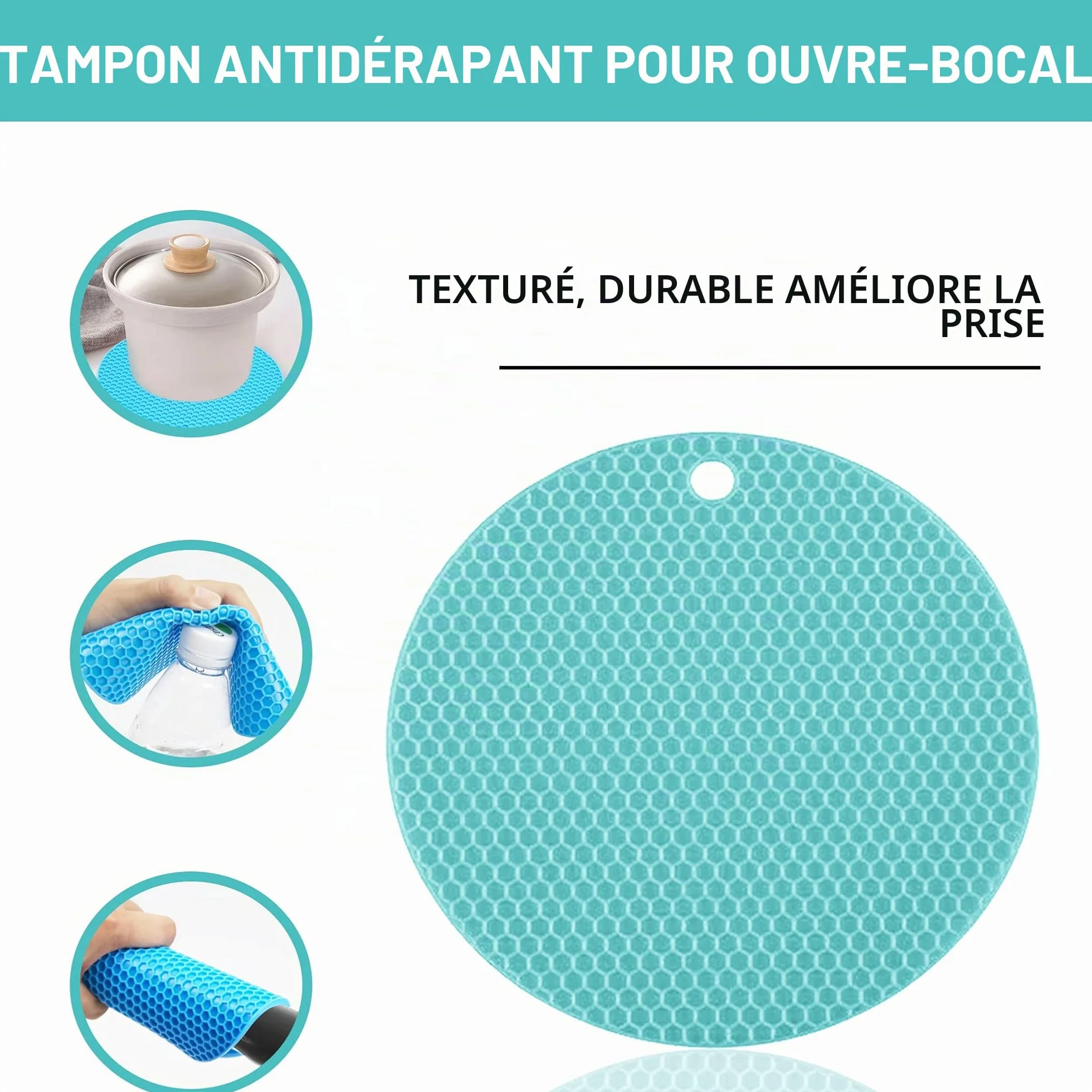 Ouvre-bocal multifonction 5 en 1 pour mains arthritiques avec tampon antidérapant