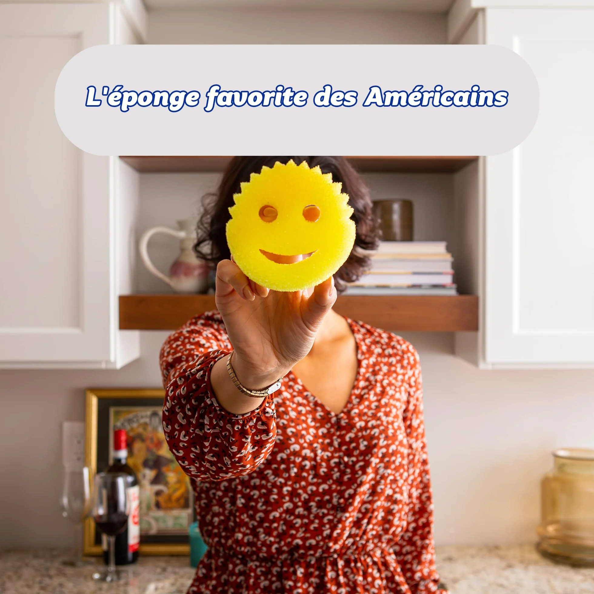 Scrub Daddy Original Éponge à Récurer Smiley Anti Rayure Antibactérienne Lot de 2 Jaune