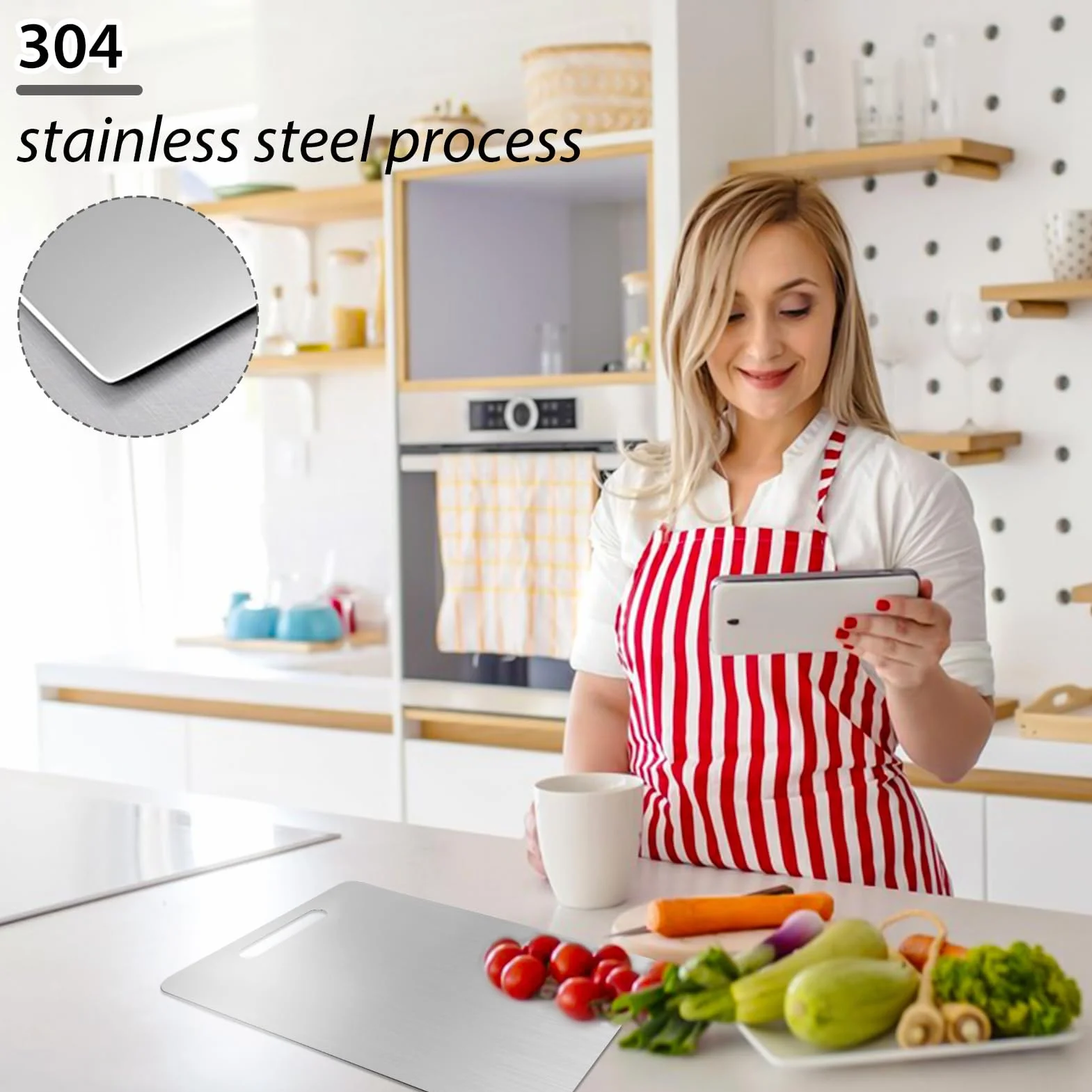 Planche à Découper en Titane 2Pcs, Inox, Acier Inoxydable, Plateau de Service