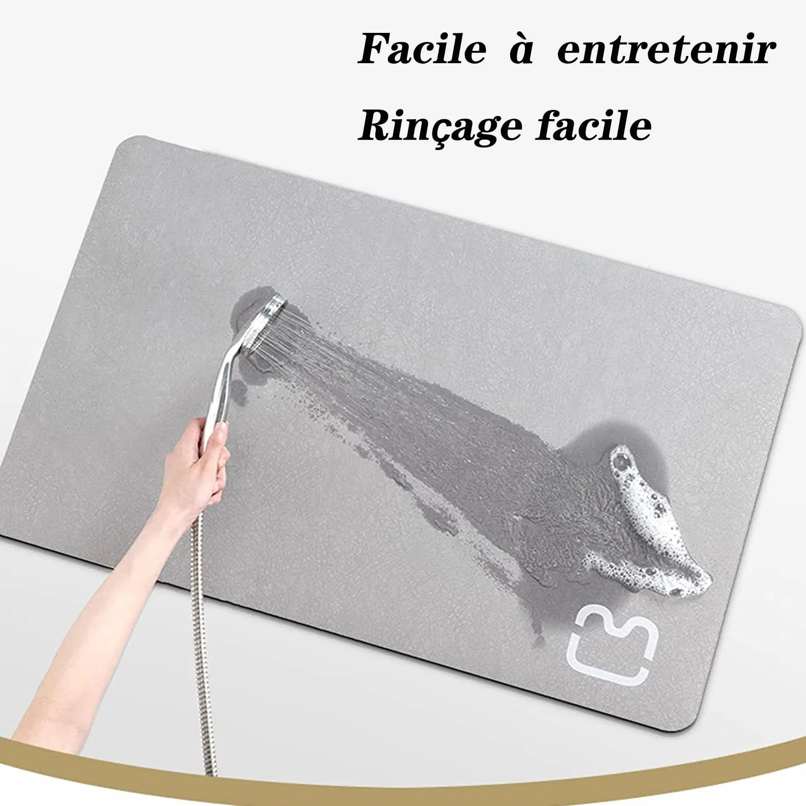 Tapis de Bain Antidérapant Diatomite Super Absorbant Microfibre Doux Séchage Rapide