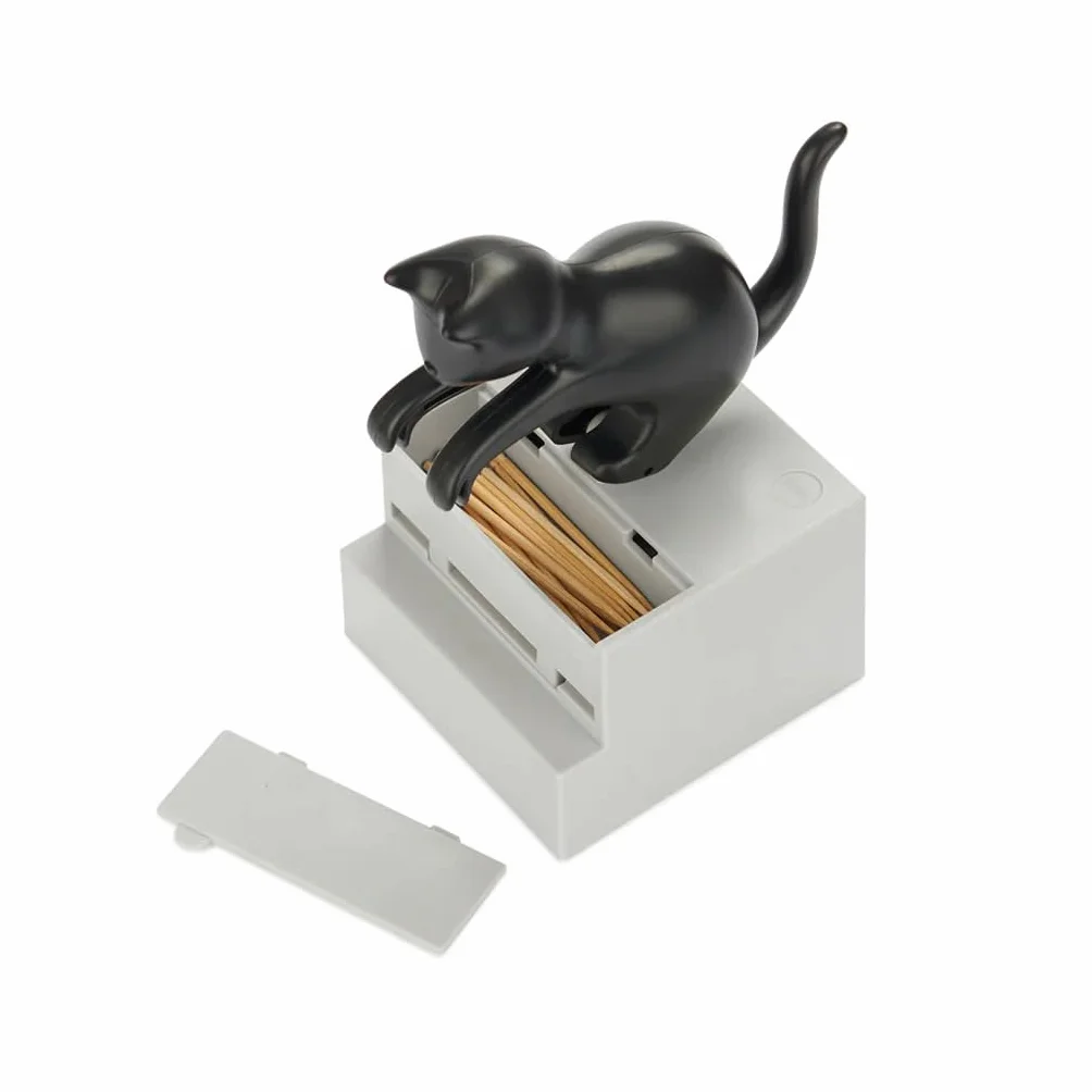 Balvi Distributeur de cure-dents Frisky Noir Chat Plastique
