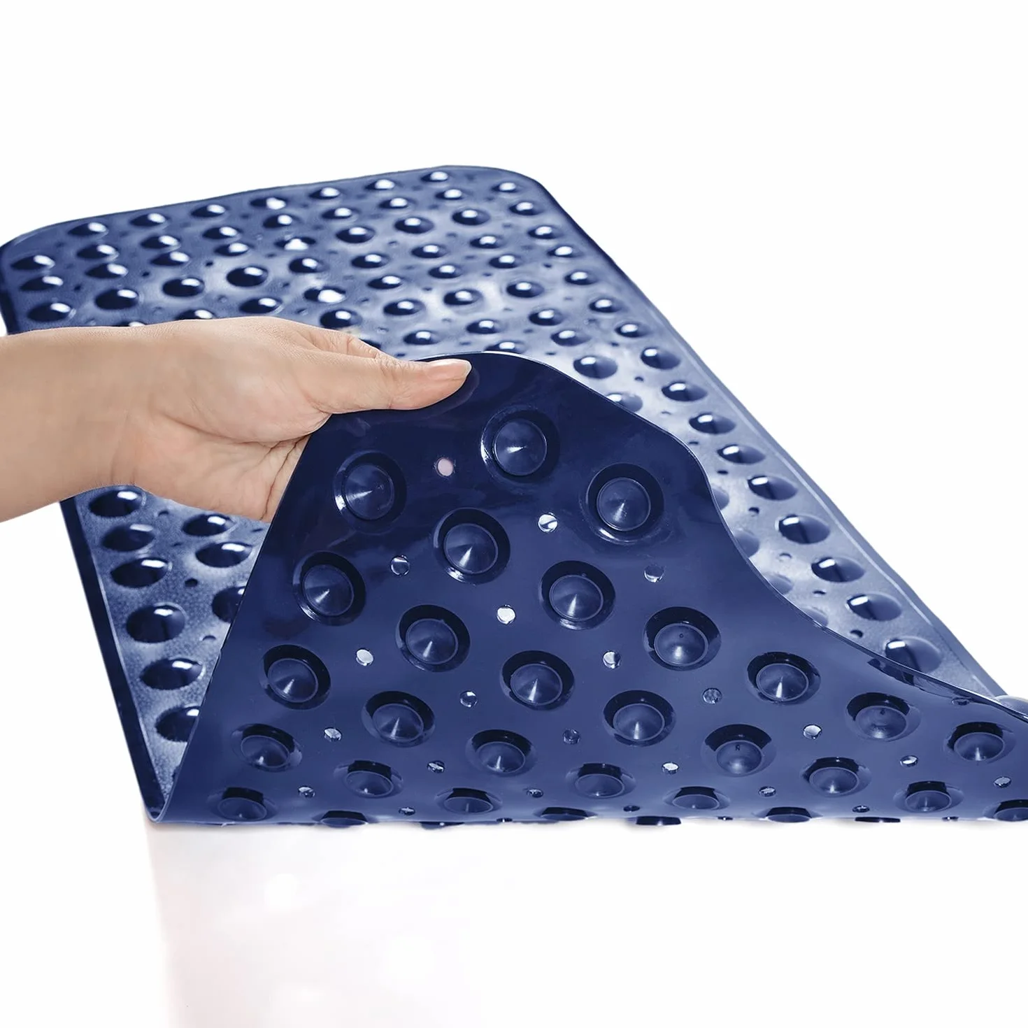 Tapis de bain antidérapant extra long 99 x 40,6 cm lavable en machine bleu marine