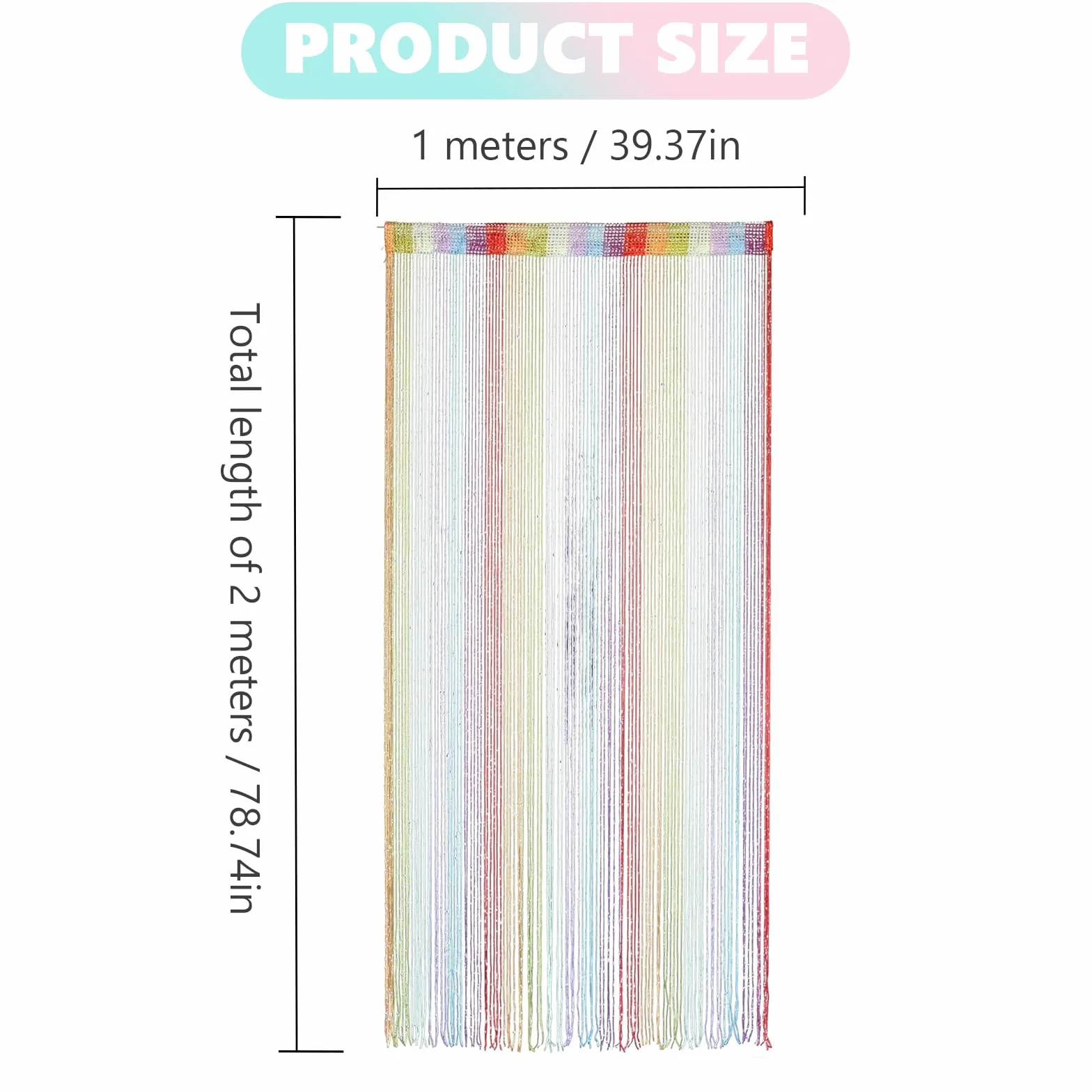 Rideau Anti Mouches pour Porte Extérieur et Intérieur 100 x 200 cm, Rideaux à Cordes Moustiquaire Divise-Pièce Coloré