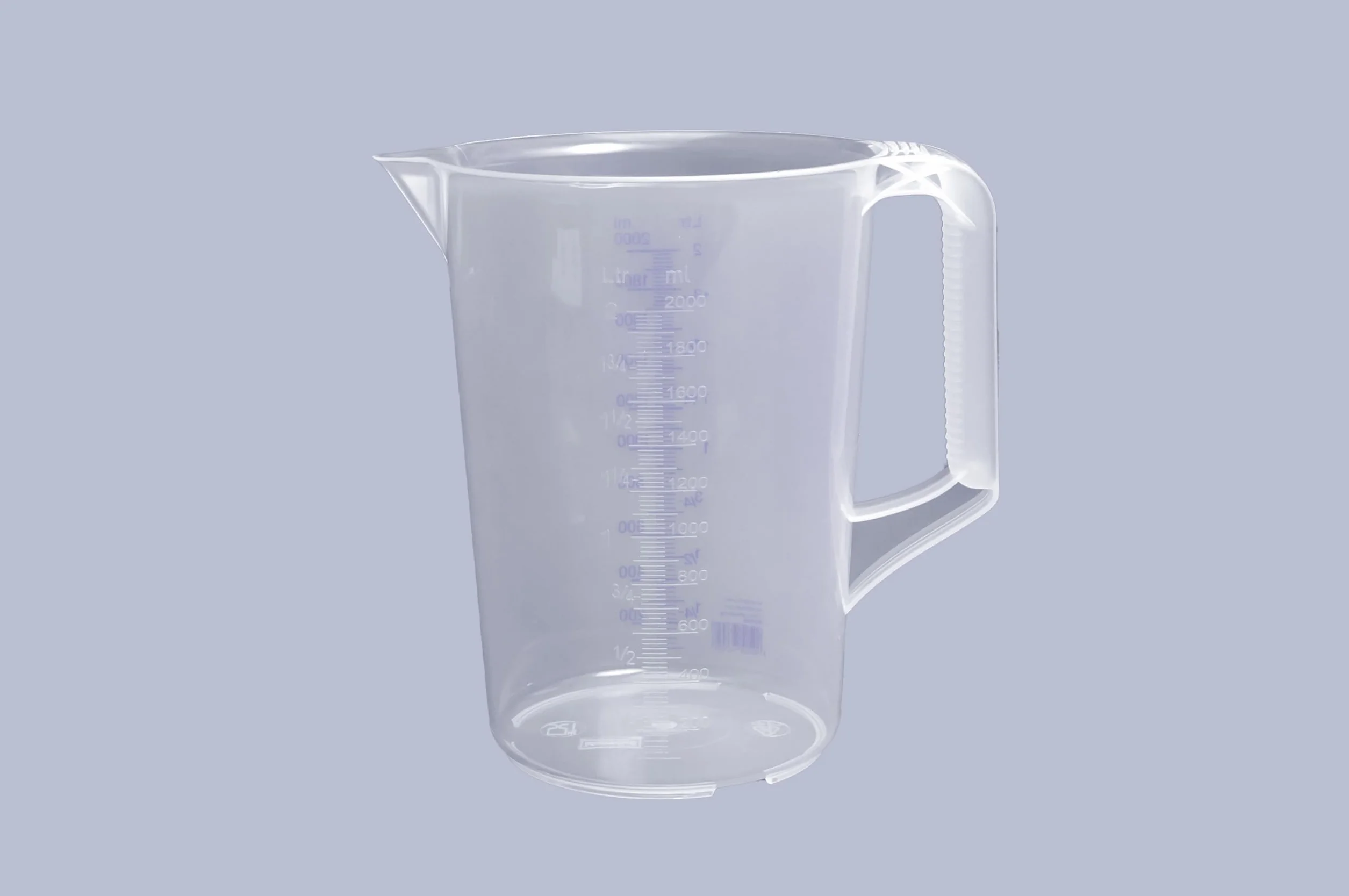 hünersdorff Verre Doseur 2L Polypropylène Incassable Lave-Vaisselle Poignée Transparent Graduation Bleue 2000ml