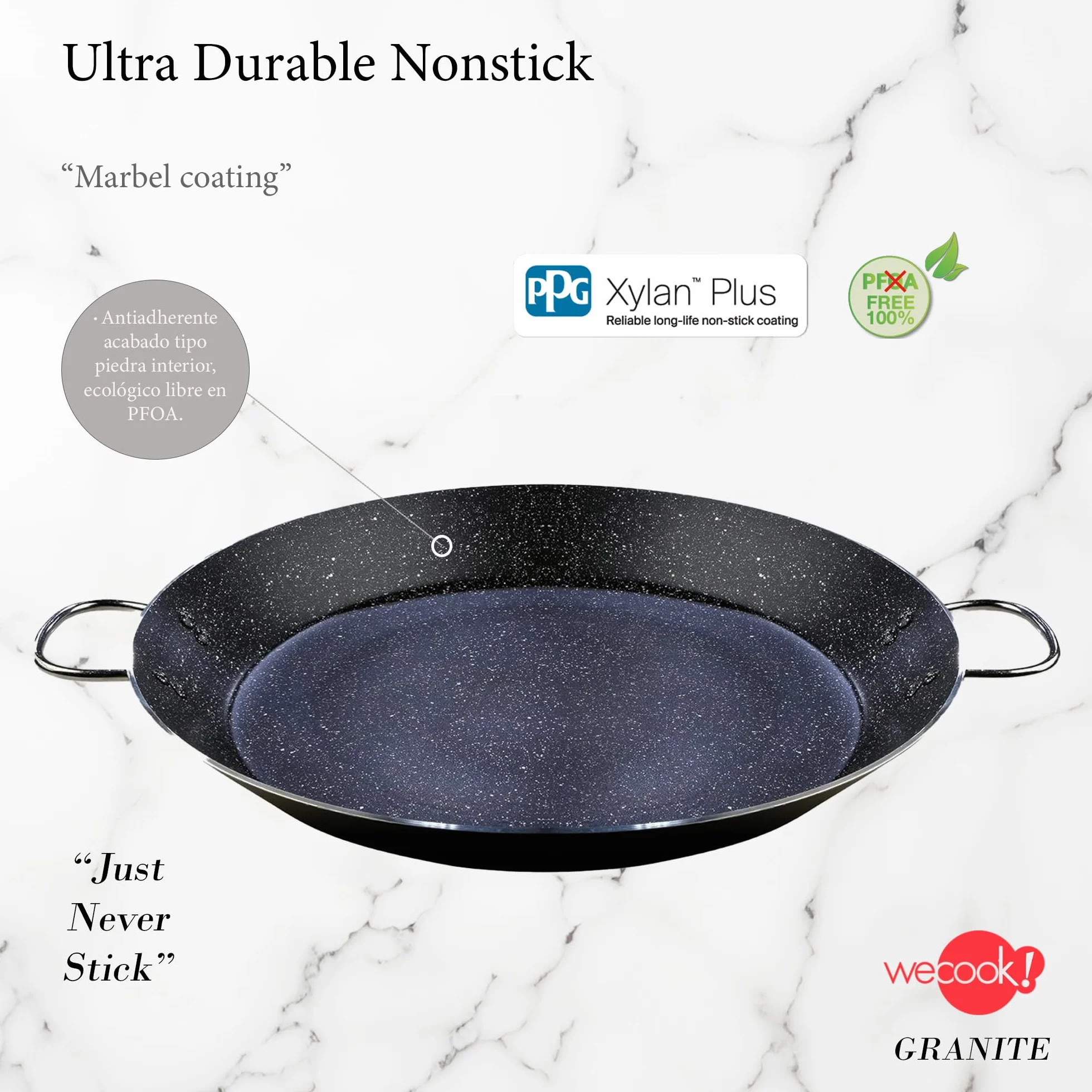 WECOOK! Poêle à paella induction 46 cm 12 portions Aluminium pressé Antiadhésif sans PFOA 3 mm
