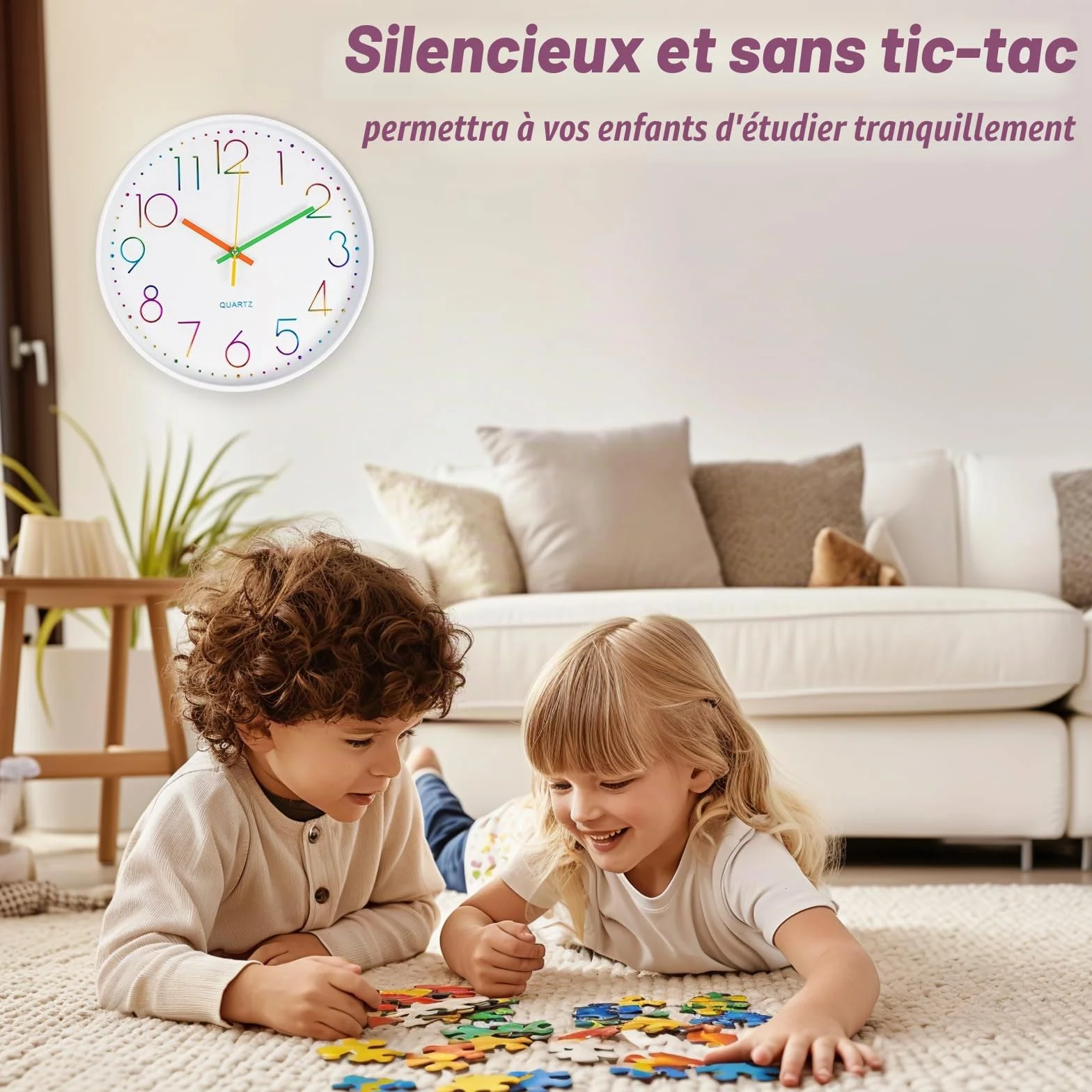 CIMOYBAI Horloge Murale 30cm Silencieuse Chiffres 3D Moderne Bureau Salon Cuisine (Blanco-E)