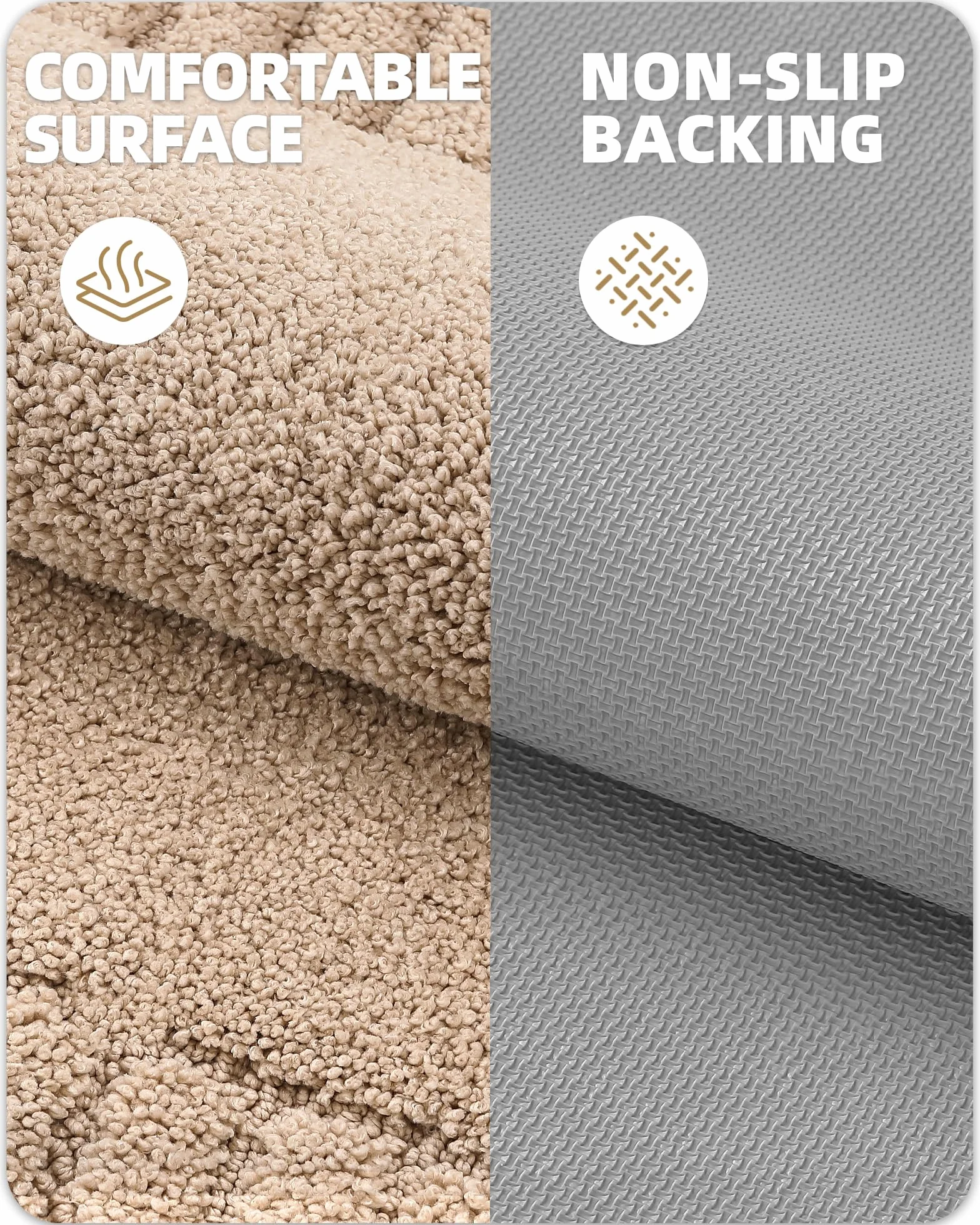 Tapis de Bain Antidérapant 40 x 60 cm Microfibre Absorbant Lavable en Machine Beige