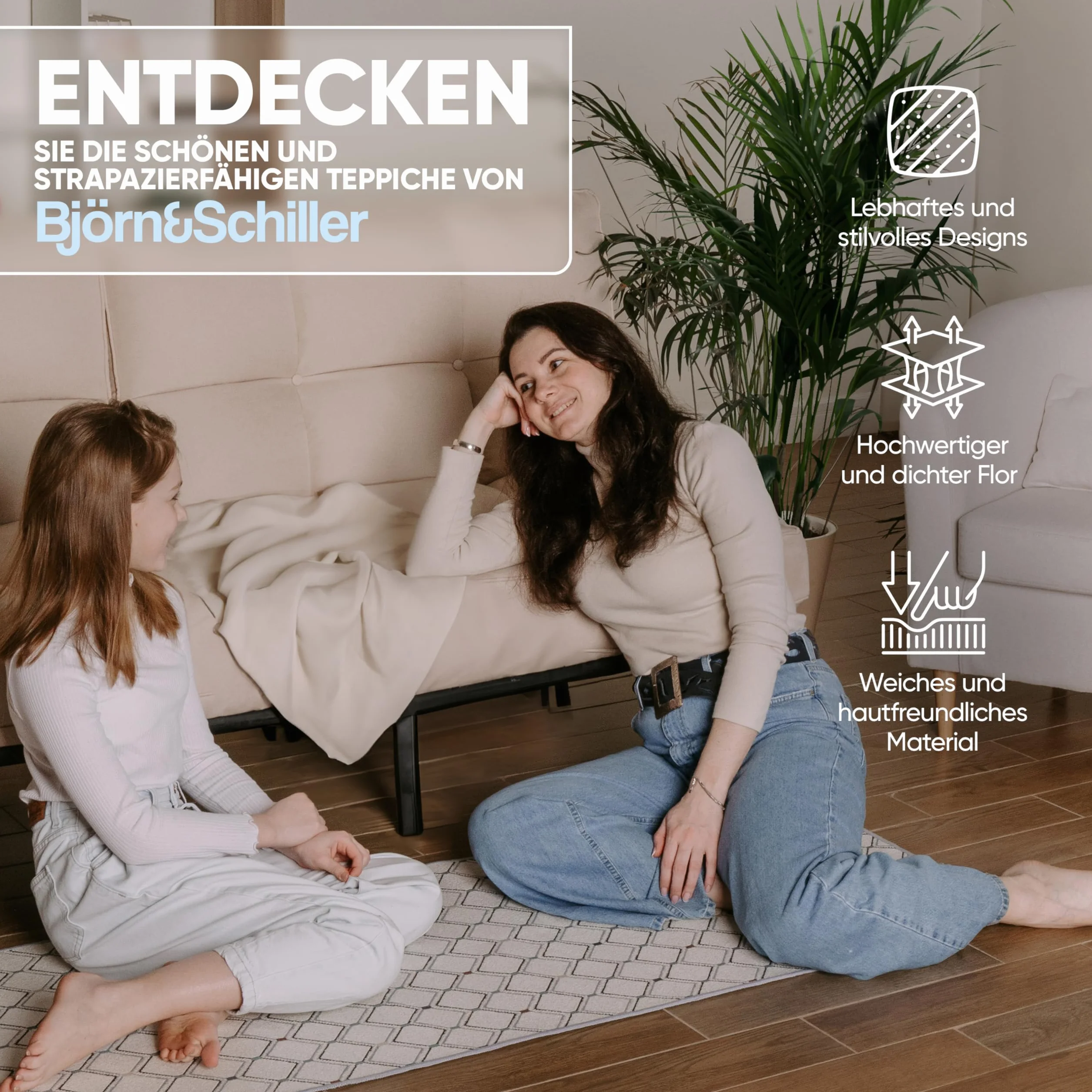 Björn&Schiller Tapis de Couloir 60 x 180 cm, antidérapant, Beige