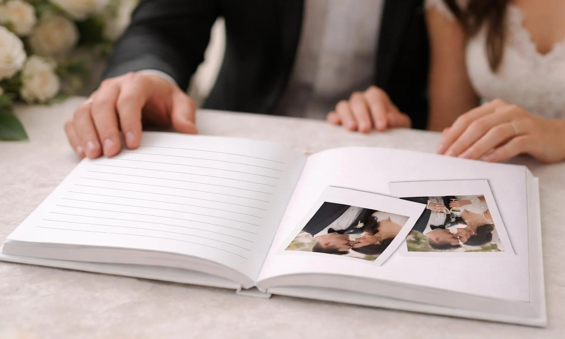 Livre d’or mariage personnalisé avec photo – Album invités élégant avec prénoms – Livre souvenir réception pages lignées (60 pages)