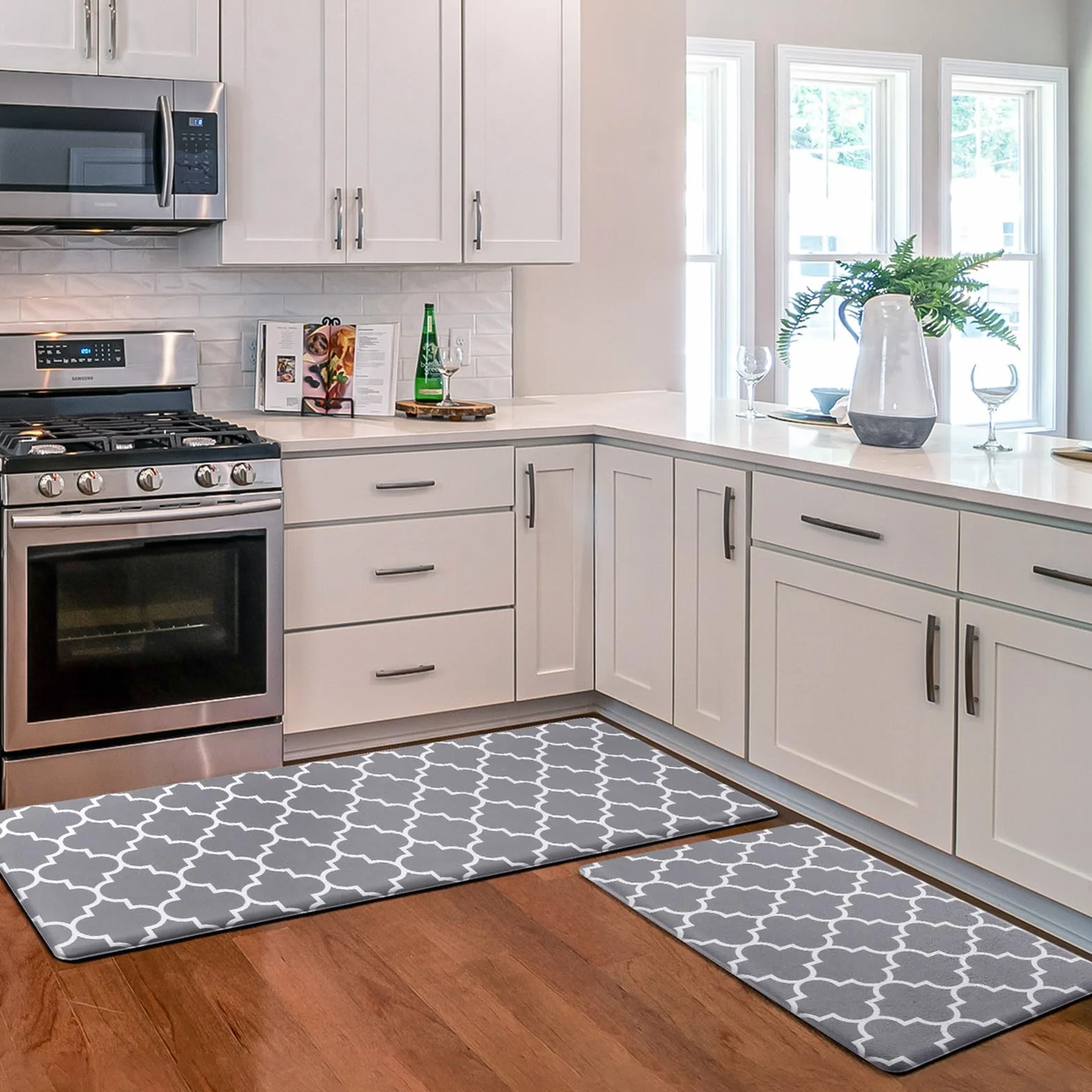 KMAT Lot de 2 tapis de cuisine anti-fatigue ergonomiques en PVC résistants