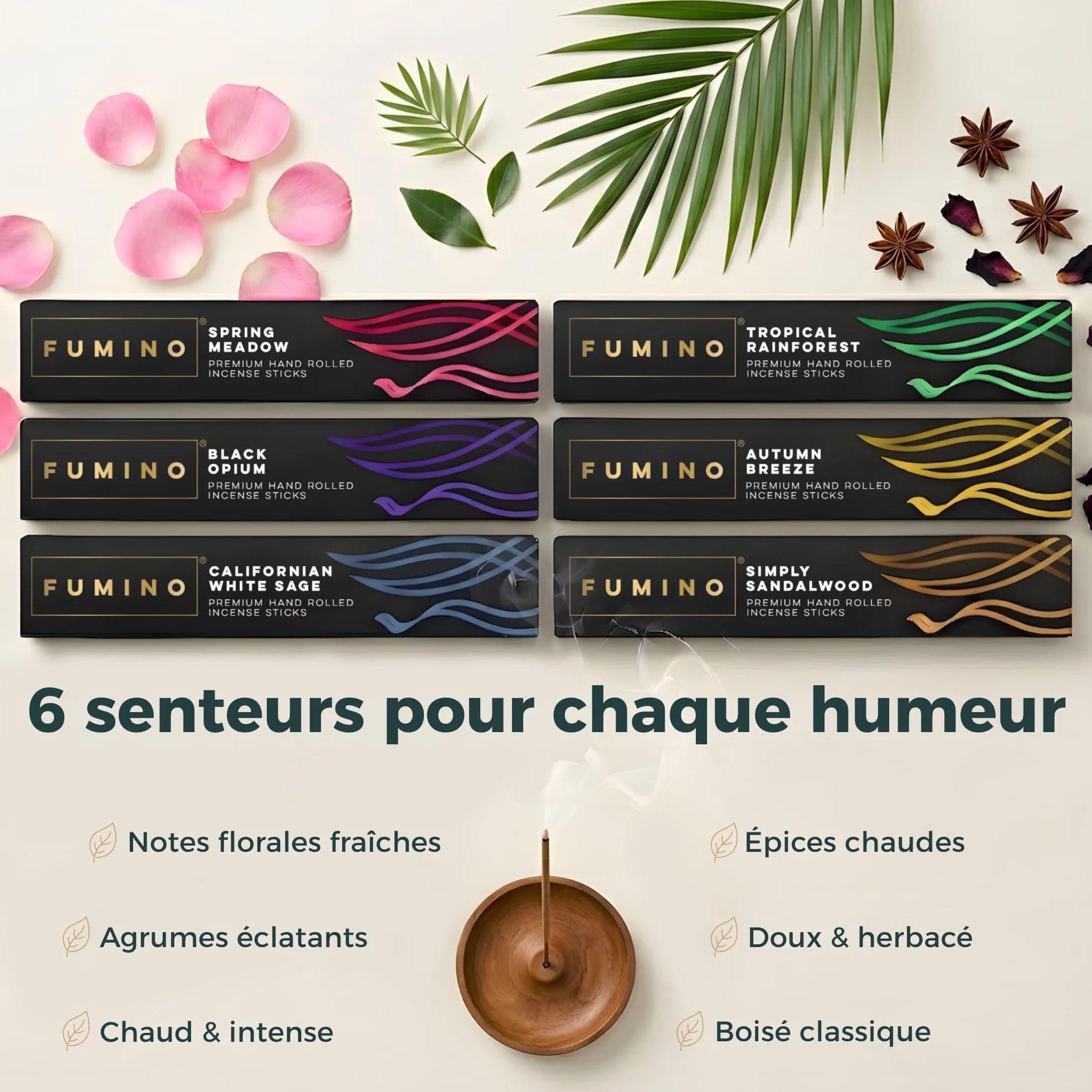 Encens Japonais Tierra Zen Fumino Bâtonnets Lot 6 Boîtes 84 Senteur Masala pour Relaxation Méditation