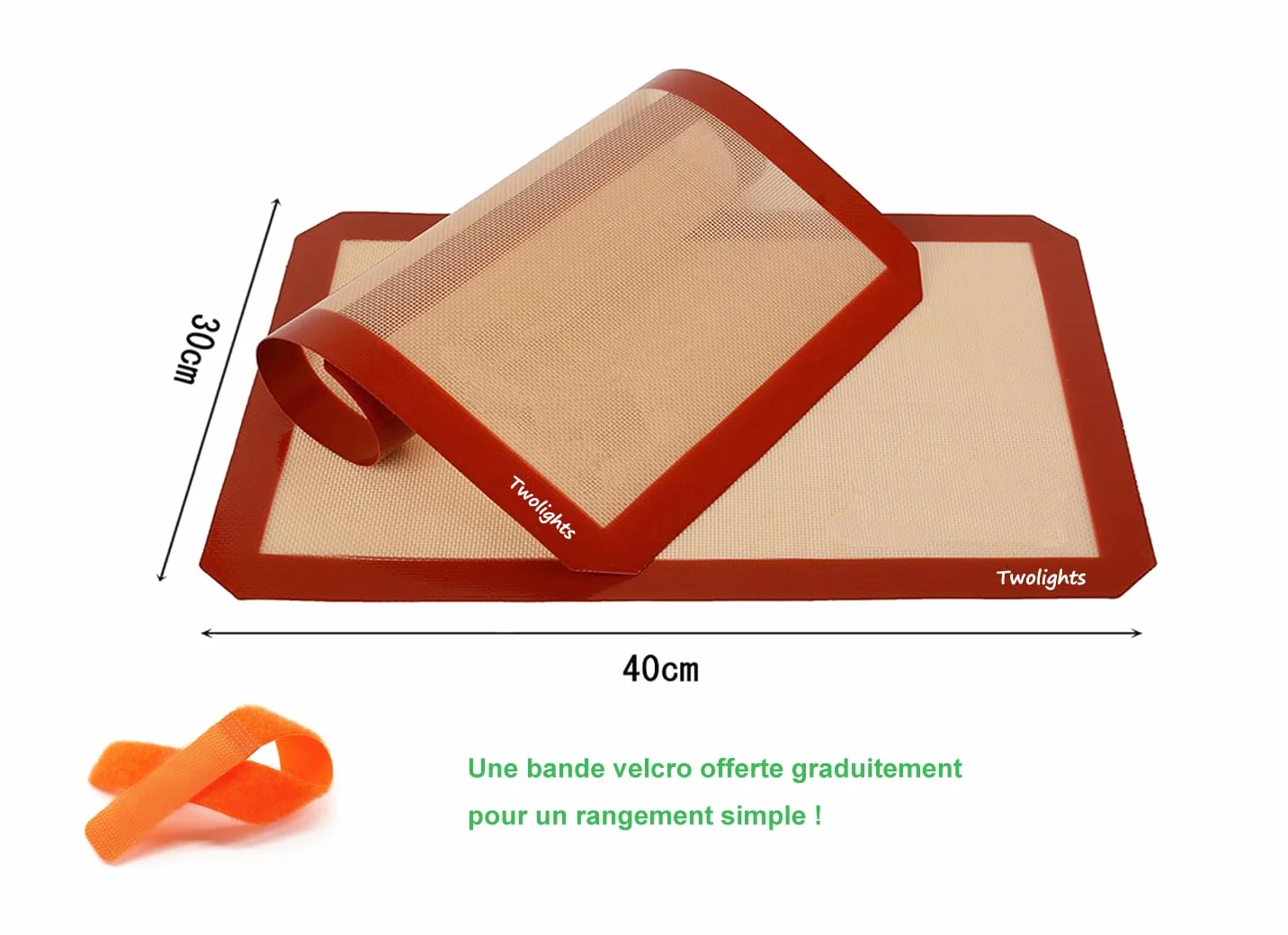 Tapis de Cuisson en Silicone 2 Pièces Sans BPA Anti-Adhérent 40x30cm