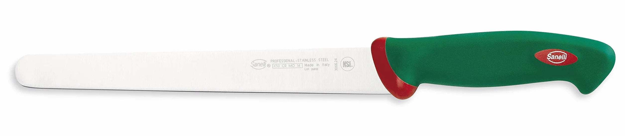 Sanelli Ligne Premana Professional Couteau Jambon 24 cm Acier Inoxydable Vert Rouge