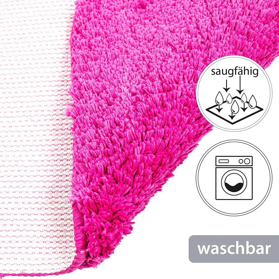 PANA Tapis de Bain Moelleux Antidérapant Lavable 50x80 cm Rose