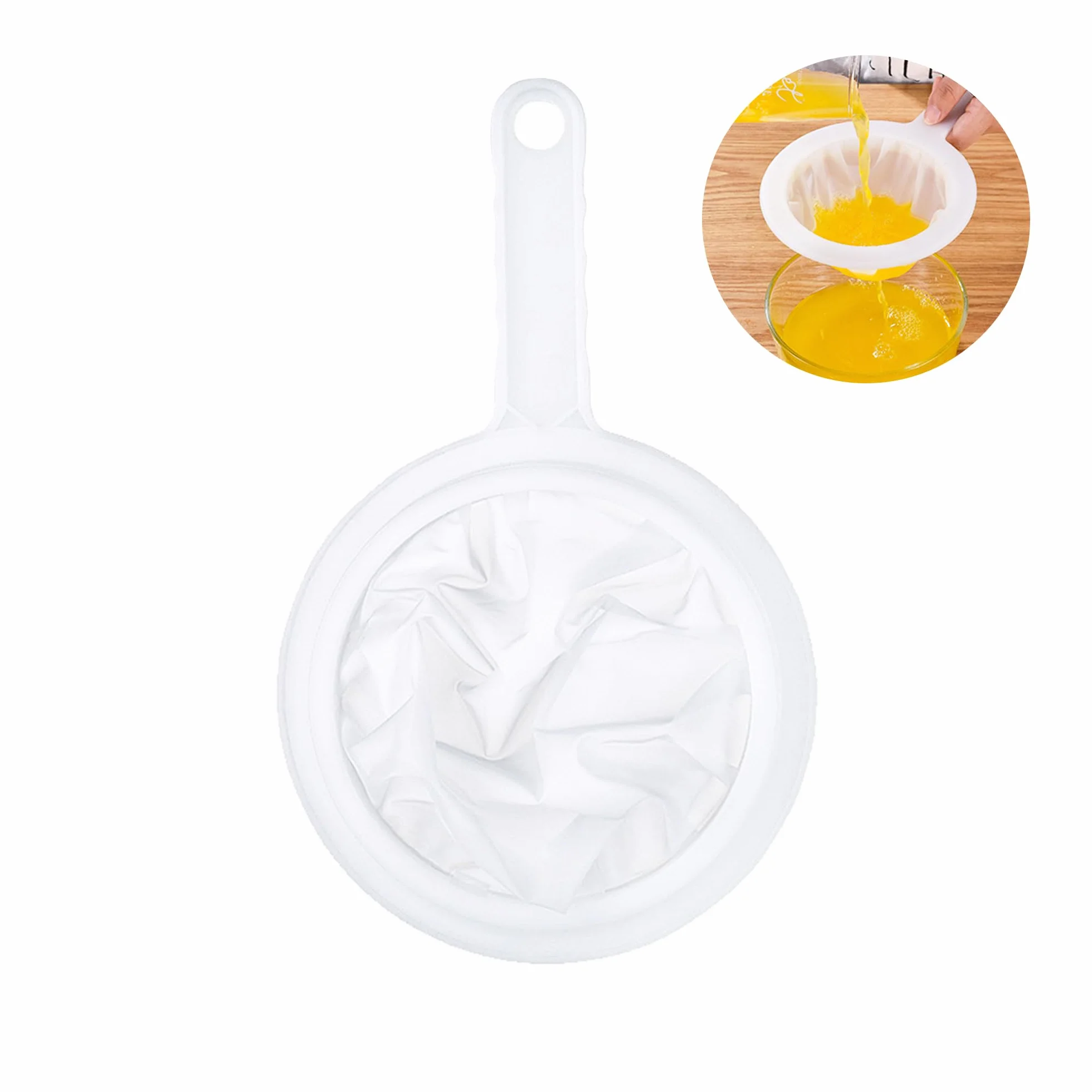 Tamis Fin Nylon 200 Mesh avec Poignée pour Cuisine Jus Lait Café