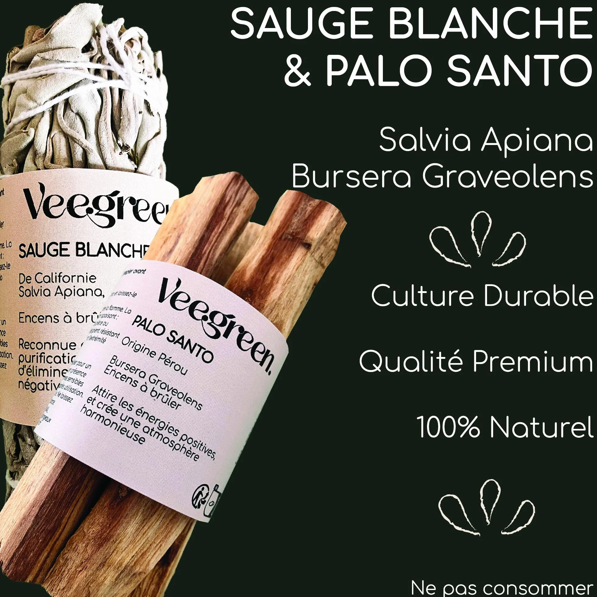 Coffret Sauge Blanche Purification Palo Santo Stick Encens Naturel Méditation Bougie Rituels 1 Sauge Blanche 1 Palo Santo