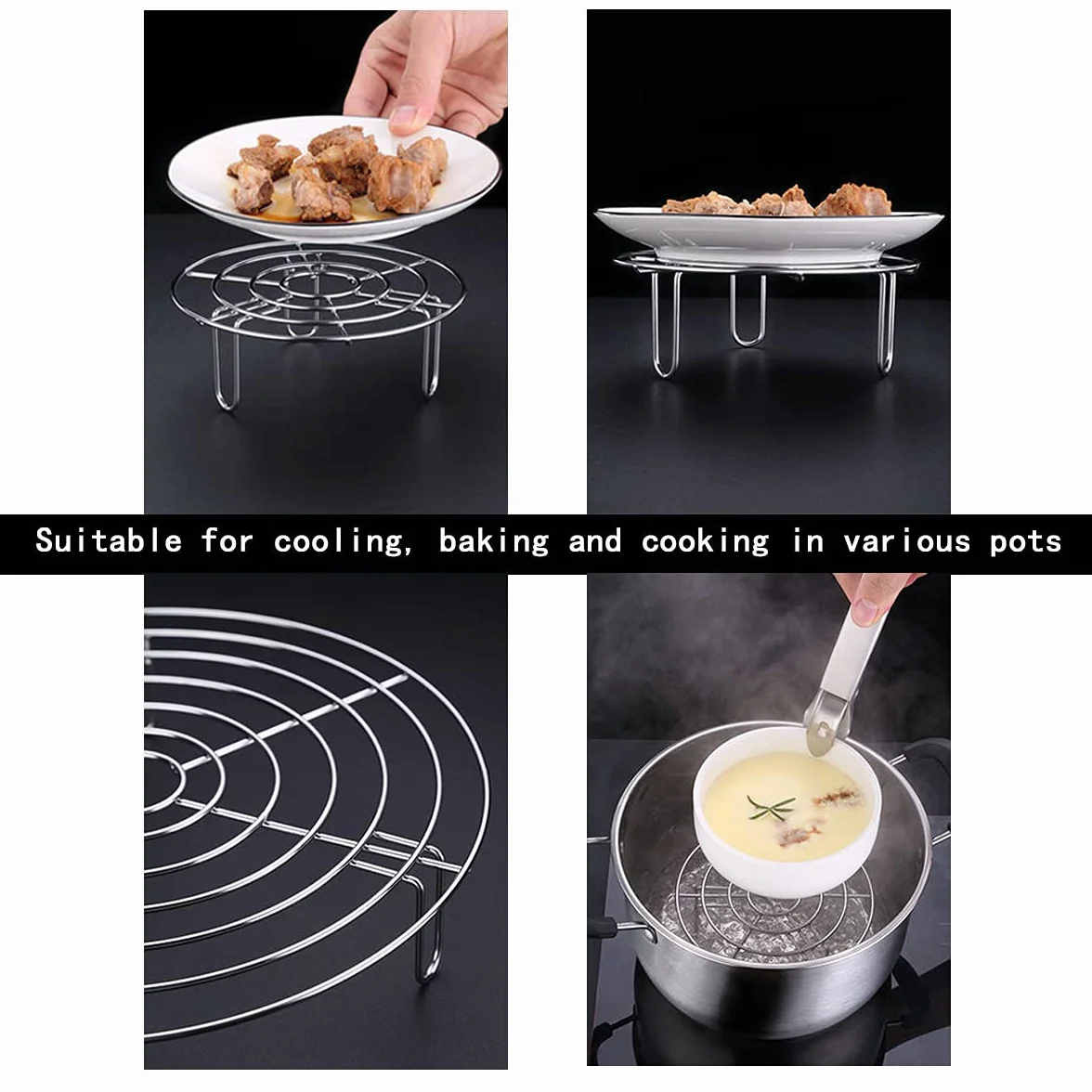 FANGZ Grille de cuisson acier inoxydable 40 cm pour cuisson vapeur rôtissage