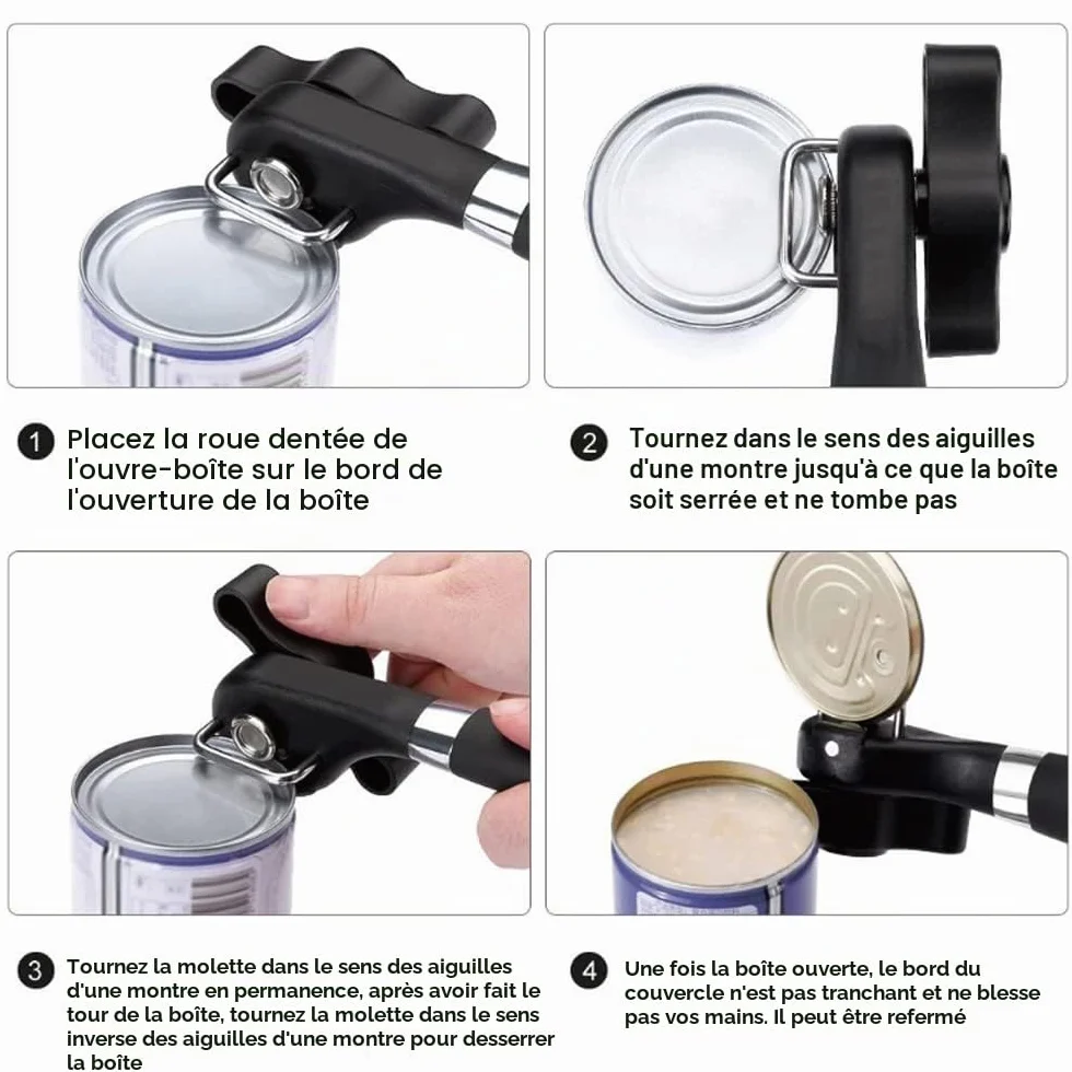 Ouvre-Boîtes Manuels – Ouvre Boite de Conserve, Design Ergonomique Antidérapant Avec Bord Lisse