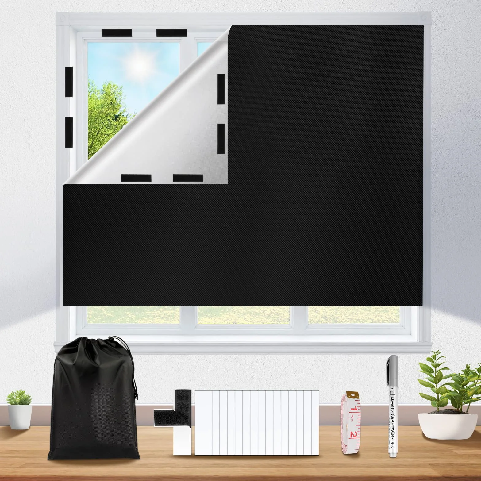 Velux Store Occultant sans Percage 200x148cm Tissu Isolant Thermique Rideau Opaque Fenetre Toit Noir