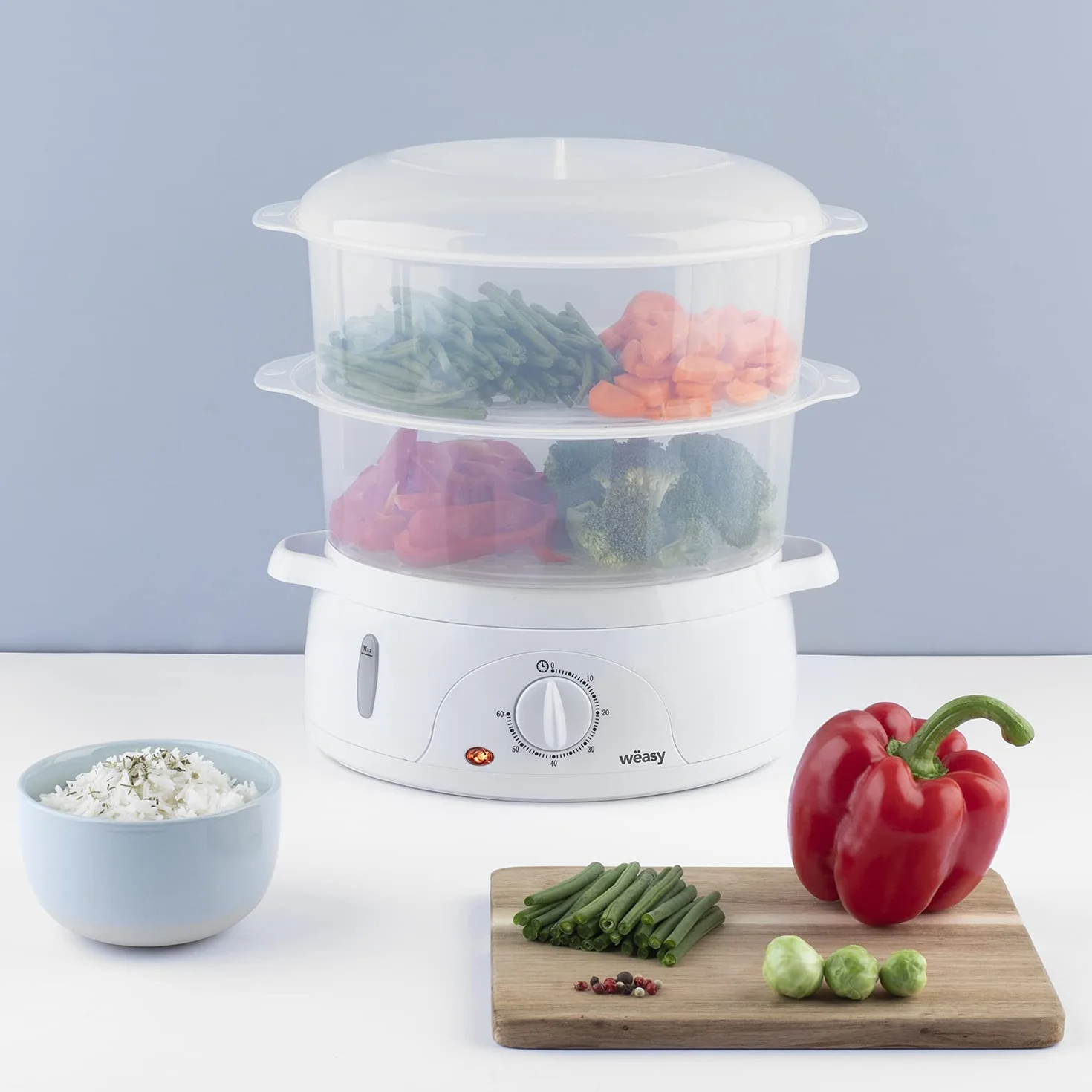 Cuiseur Vapeur Électrique VEGE8 Multifonction 9L 3 Niveaux Amovibles Minuteur 60min
