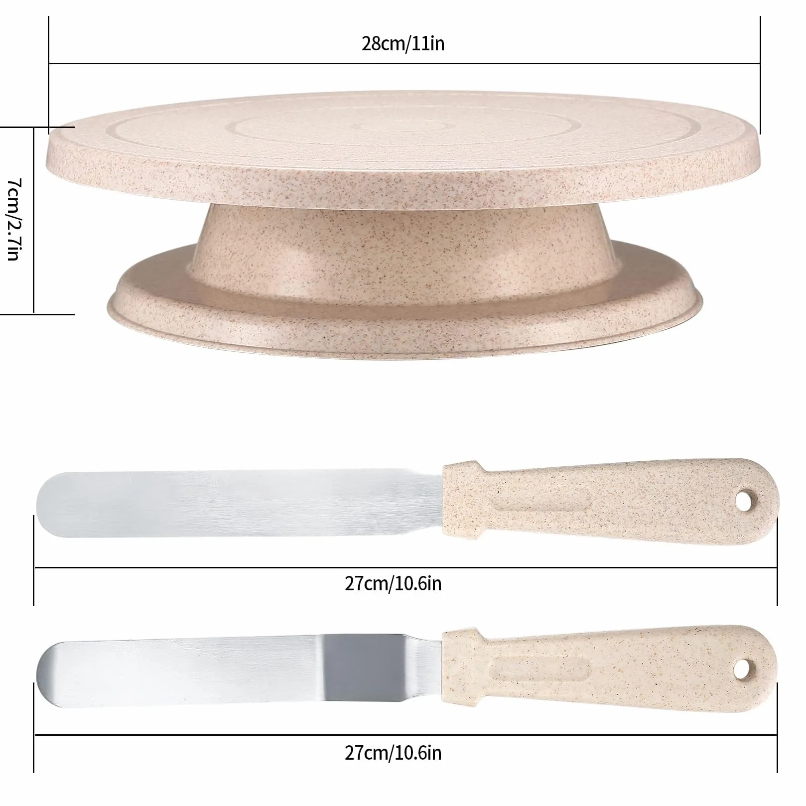 Kits de Fournitures Support Assiettes de Décoration de Gâteaux avec Grattoirs, Spatules, Poches à Douille