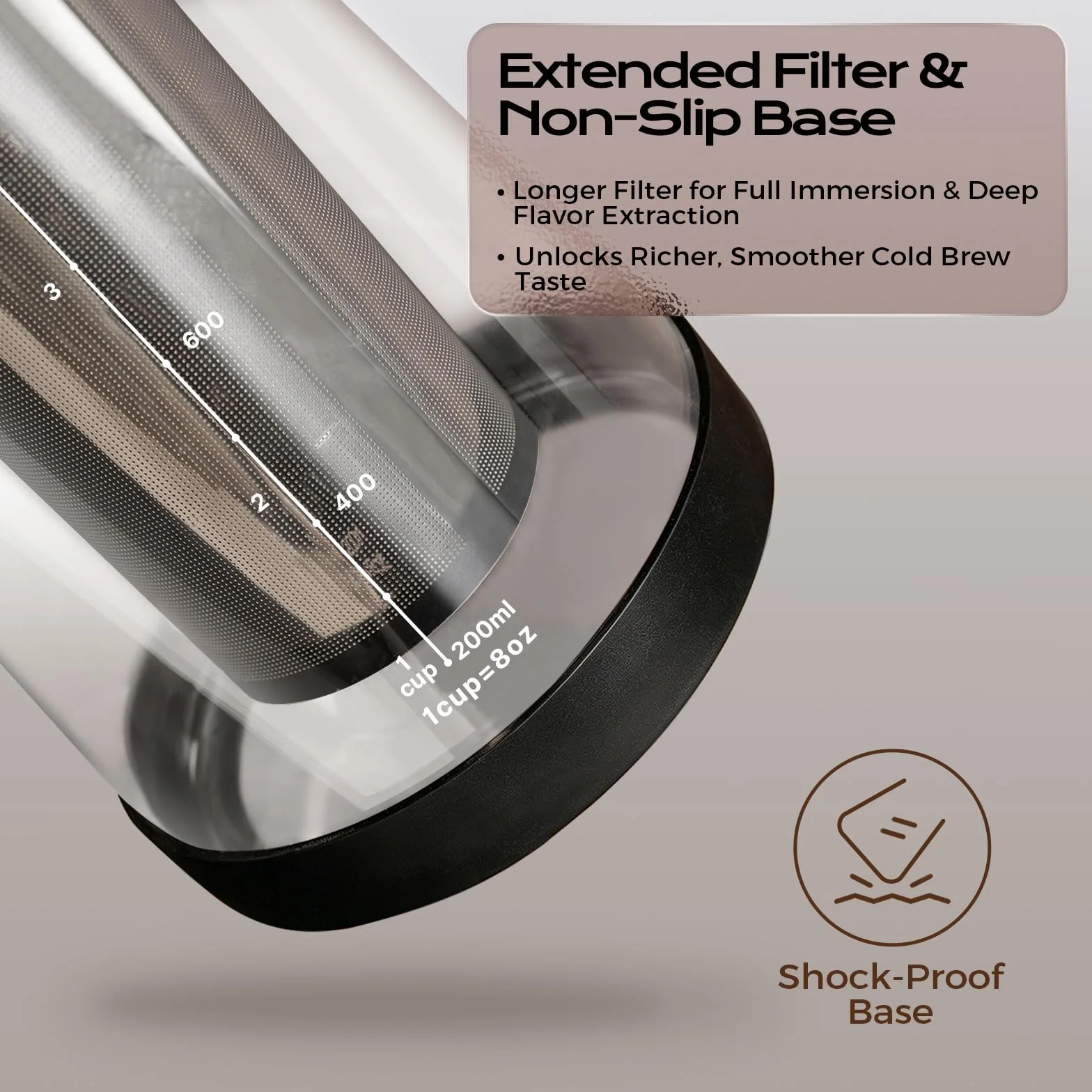 Machine à café Cold Brew 1,4 l filtre en acier inoxydable extraction profonde pichet thé glacé