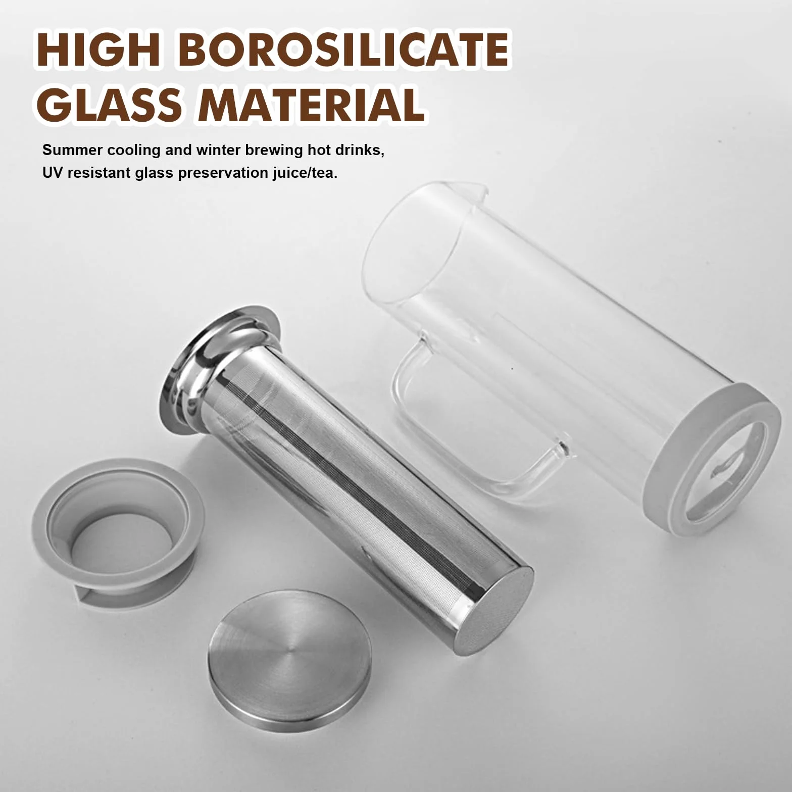 Cafetière Cold Brew Coffee Maker en verre borosilicate 800 ml avec filtre inoxydable 304