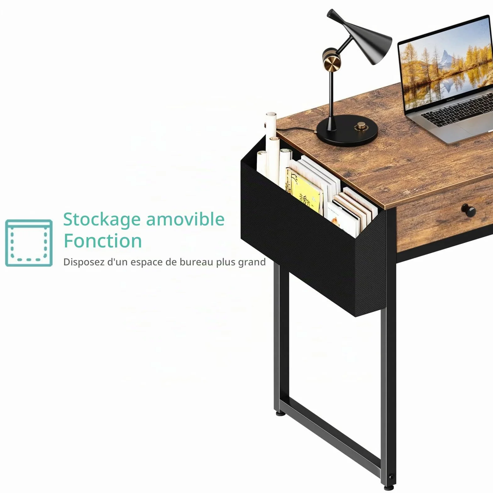 Bureau d'ordinateur avec 2 tiroirs 80cm Lufeiya Petit PC Bureau Informatique Rangement