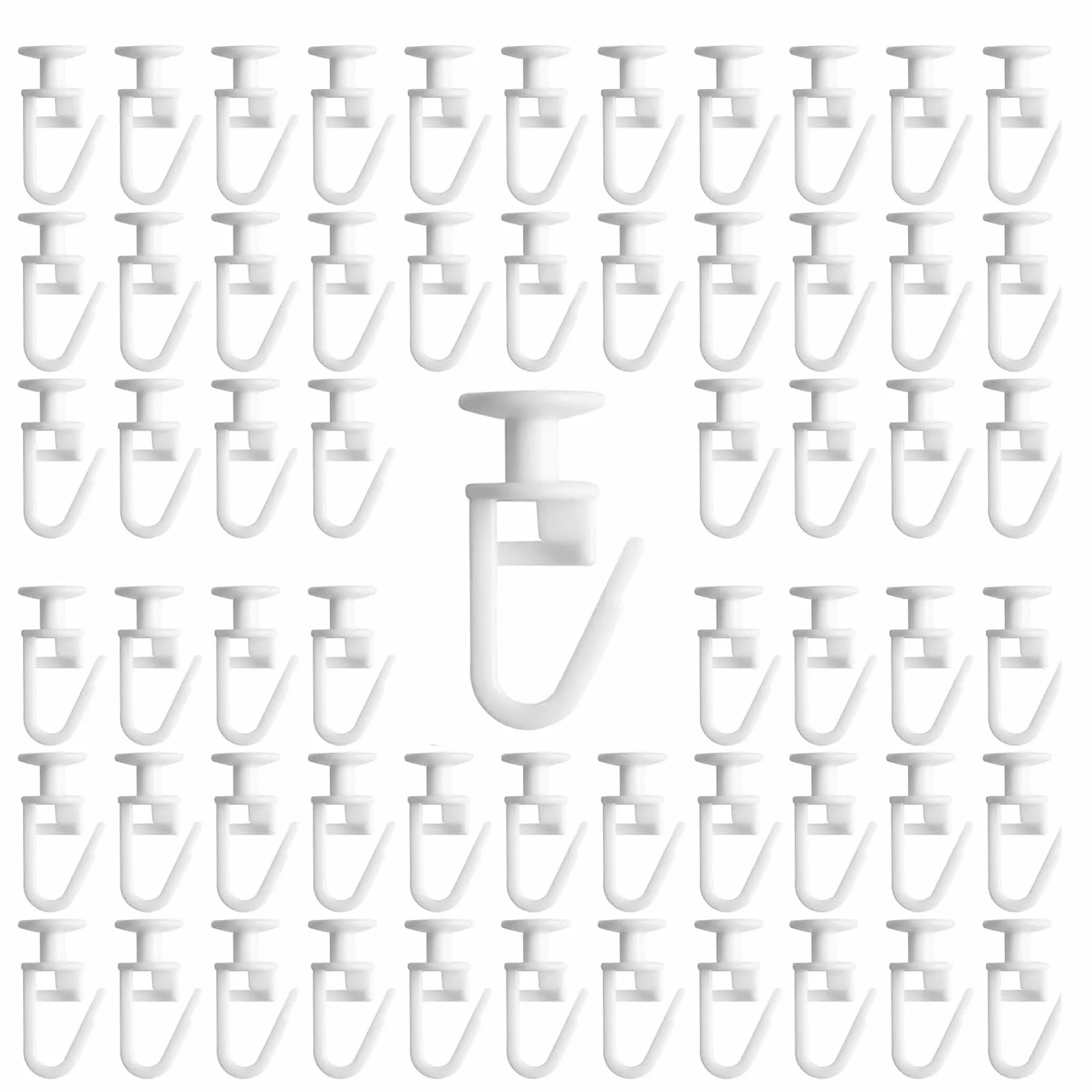 NIYATA 100Pcs Crochets Rideaux, Glisseur pour Rail Rideau Douche, Accessoires de Roue de Poulie (Blanc)