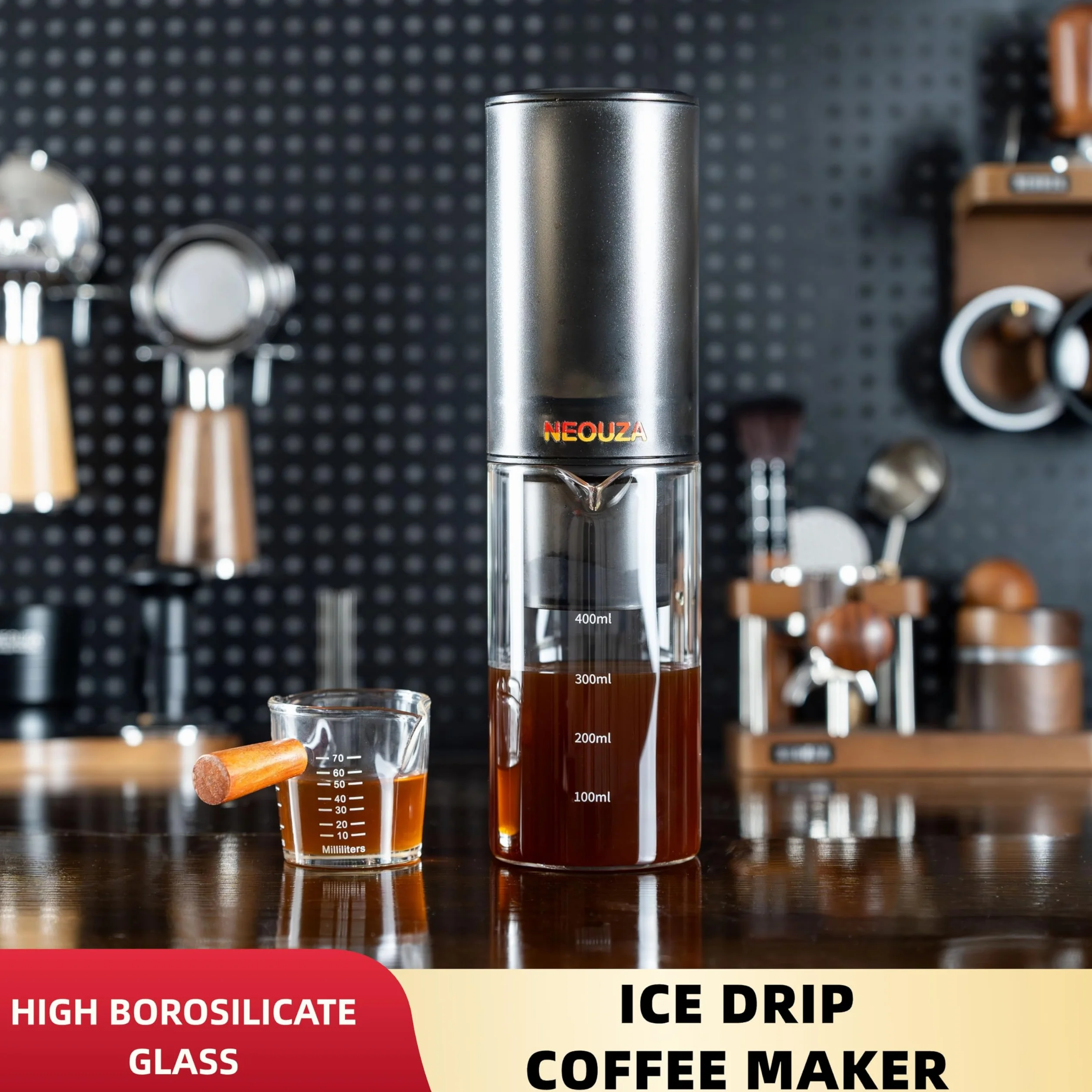 Cafetière à infusion à froid, machine à café glacé 400 ml verre borosilicate, réglage vitesse infinie