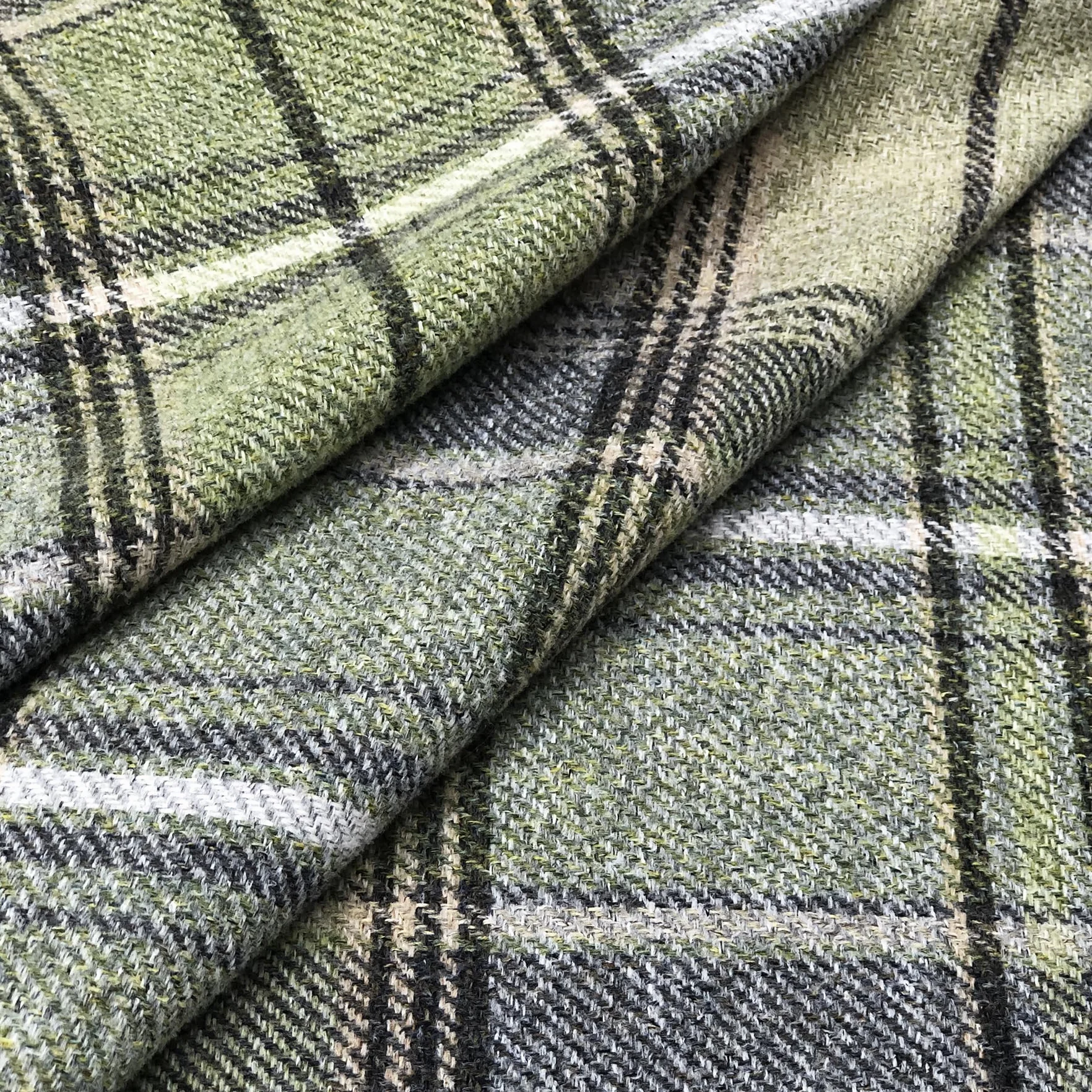 always4u Rideaux occultants œillets 117 x 183 cm Vert Tartan brossé Laine Highland